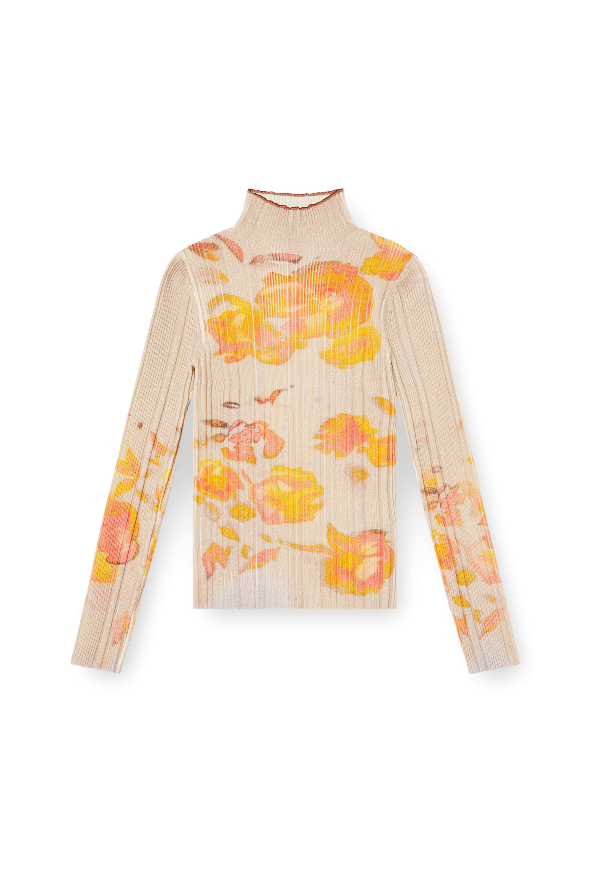 Diesel - M-IORIA, Dolcevita in lana a costine con stampa floreale Donna in ToBeDefined - 3