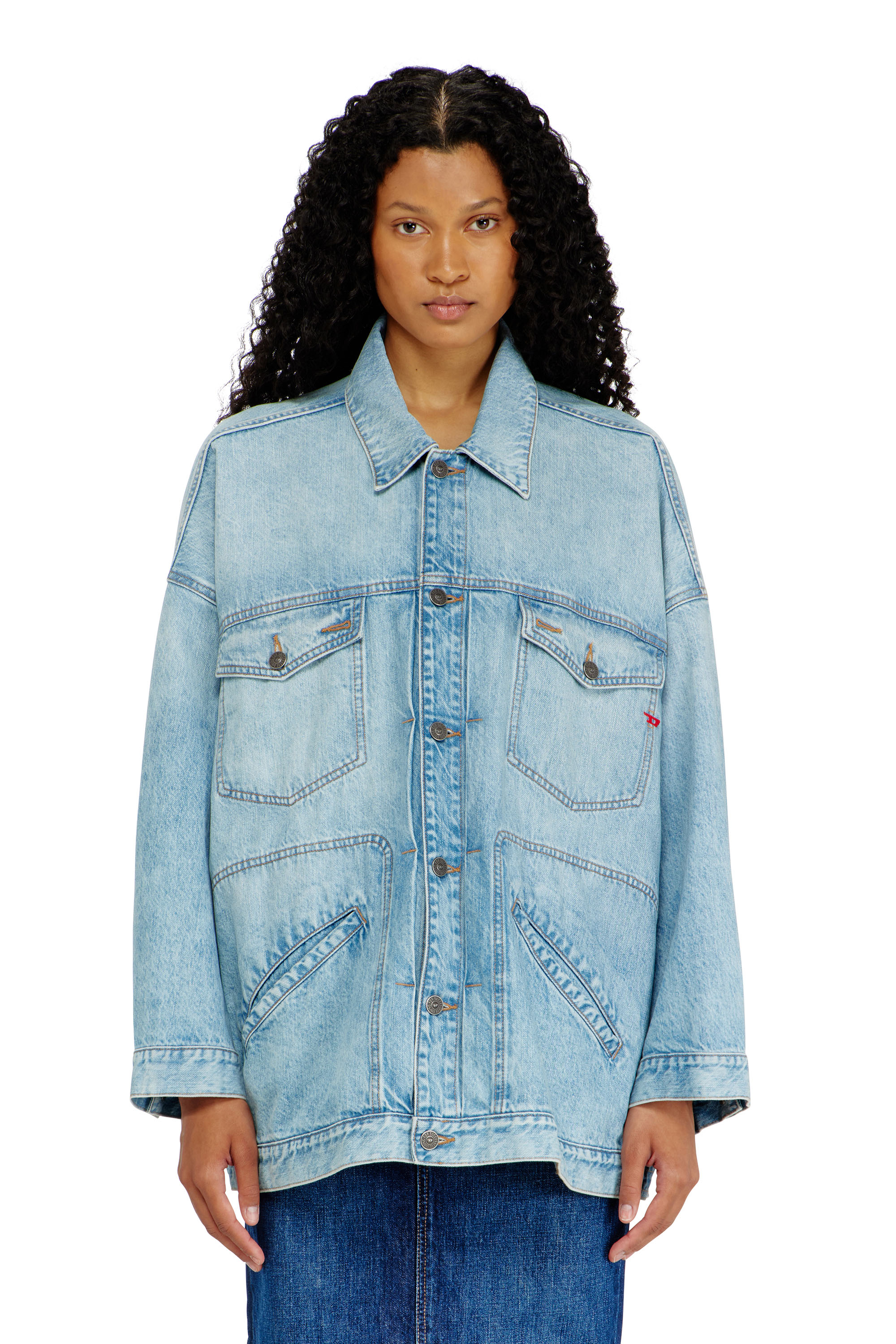 Diesel - DE-LIN, Giacca workwear in denim oversized Donna in Blu - 3