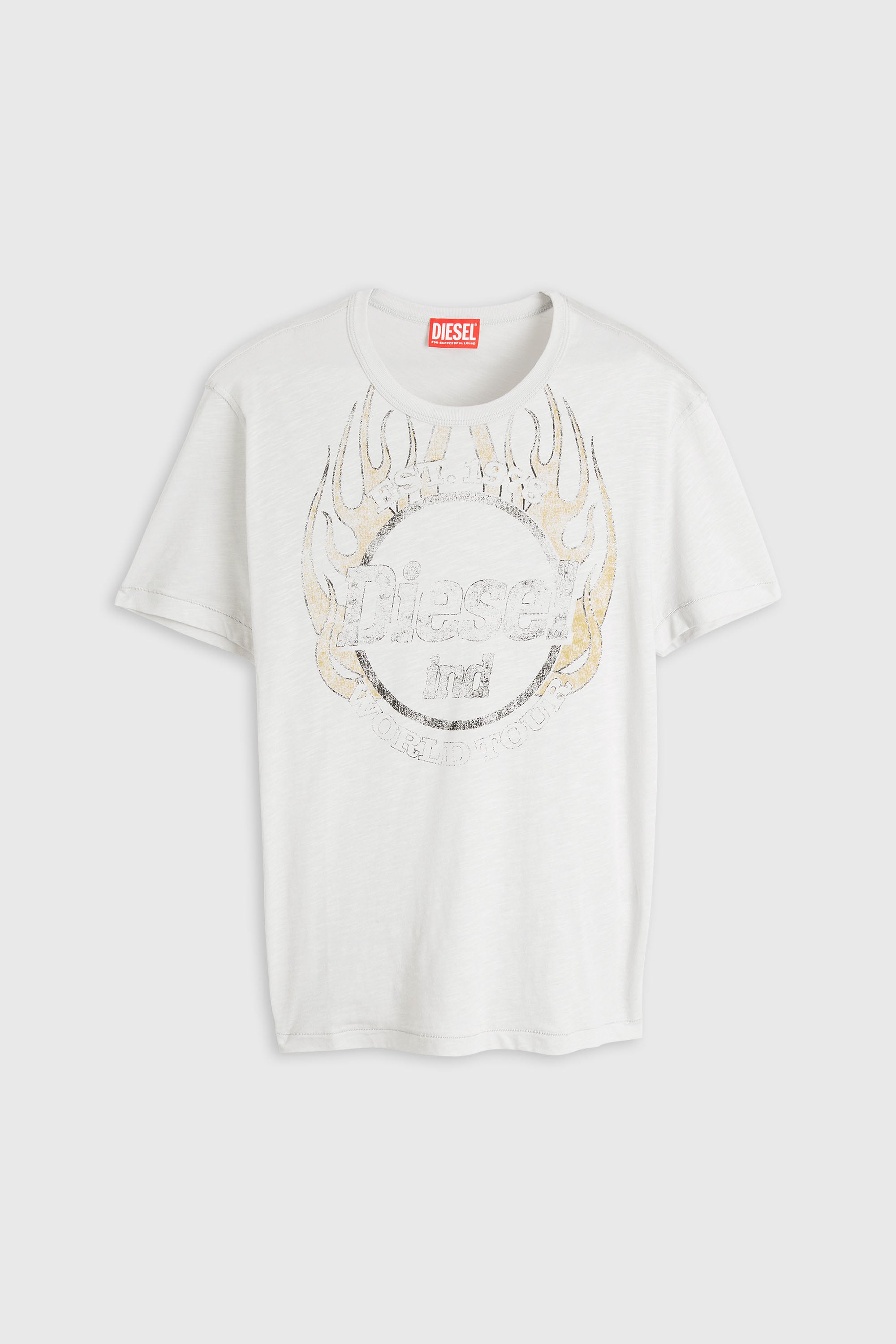 Diesel - T-NOTS, T-shirt in jersey fiammato con stampa effetto craquel&eacute; Uomo in Bianco - 2