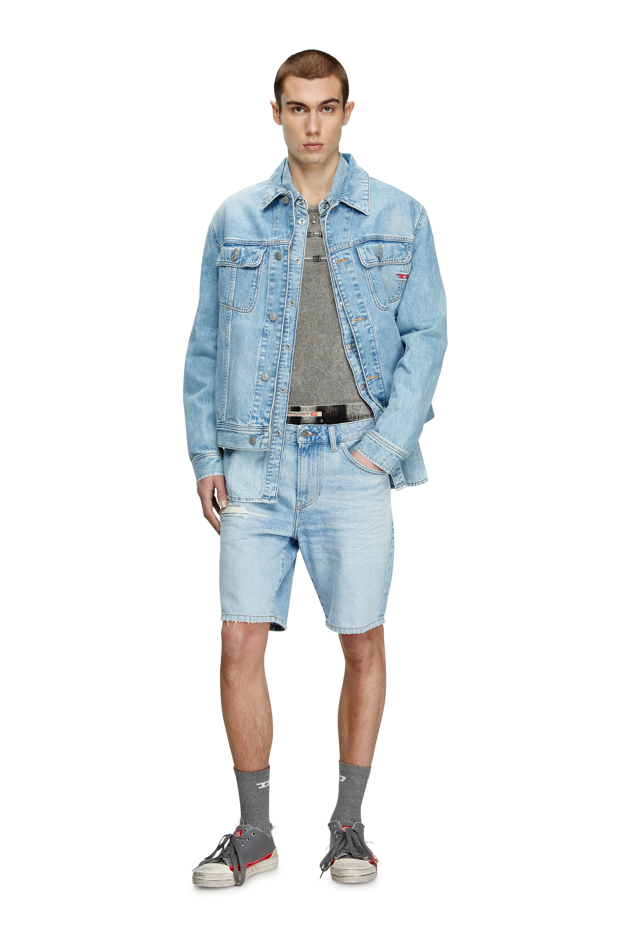 Diesel - D-FIN, Short slim in denim Uomo in Blu - 1