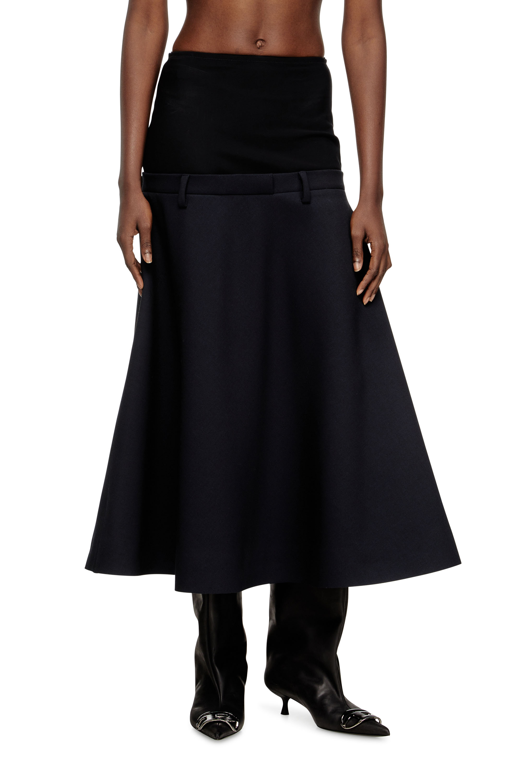 Diesel - O-GRACE-BOND, Gonna con vita bassa estrema in neoprene doppio Donna in Blu - 1