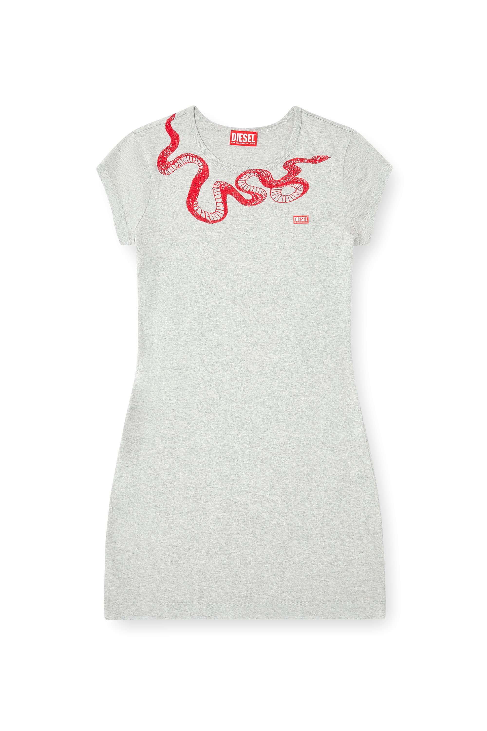 Diesel - CL-D-ANGIEL-MEL-SNAKE, Abito a T-shirt con ricamo snake Donna in Grigio - 3