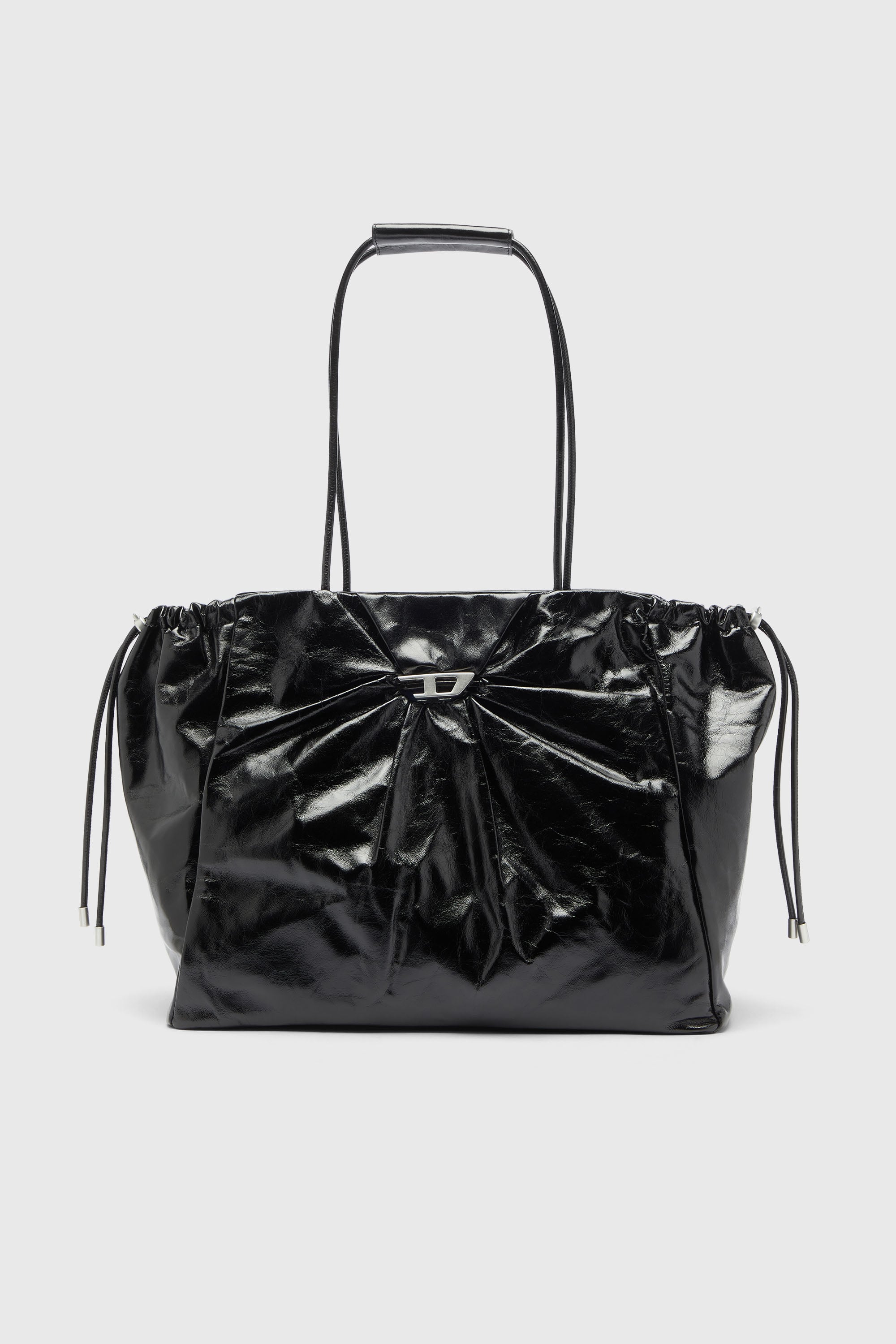 Diesel - SCRUNCH-D TOTE E/W, Scrunch-D - Borsa tote in pelle lucida effetto stropicciato Donna in Nero - 1