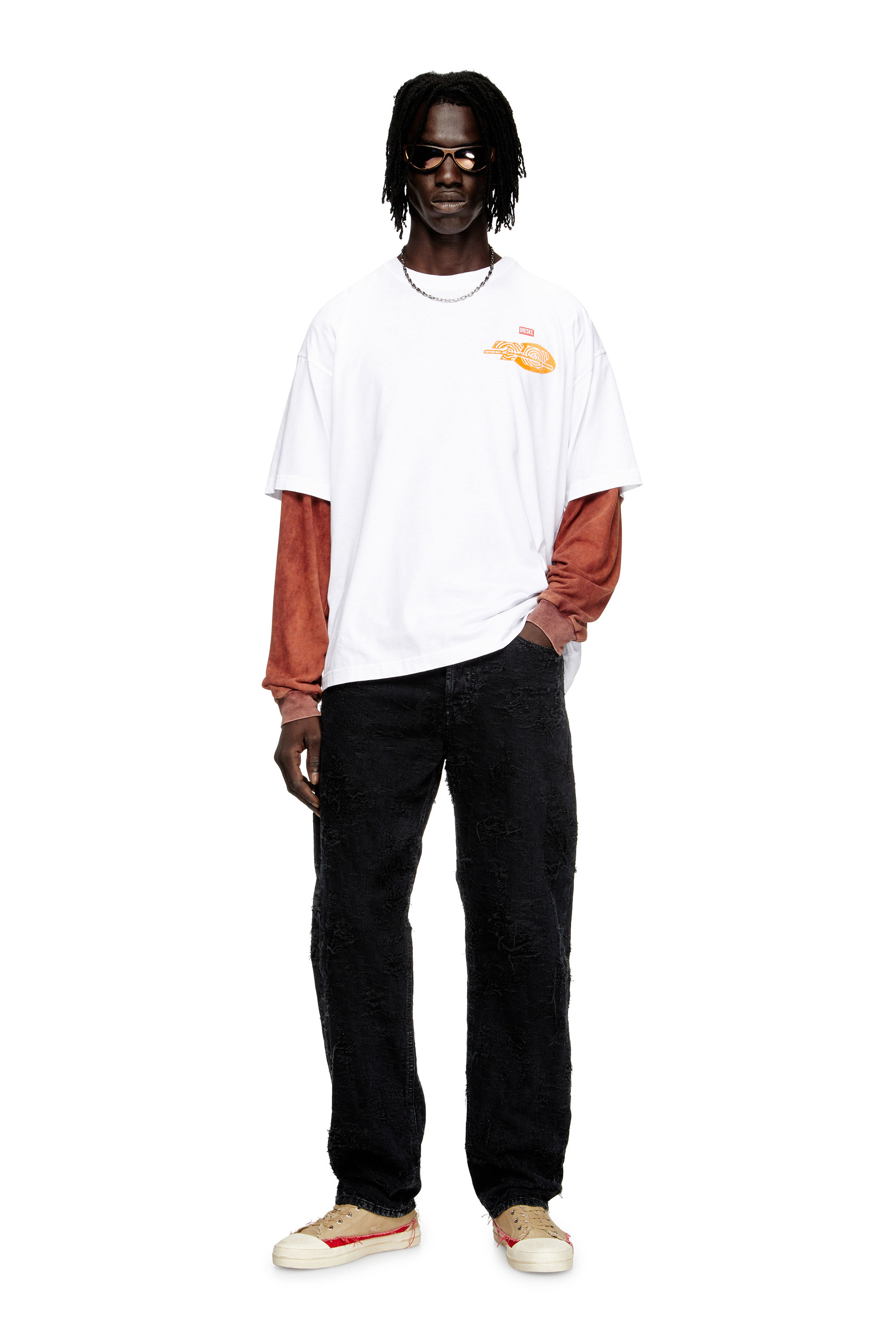 Diesel - T-BOXT-T23, T-shirt in cotone con stampa grafica Uomo in Bianco - 2