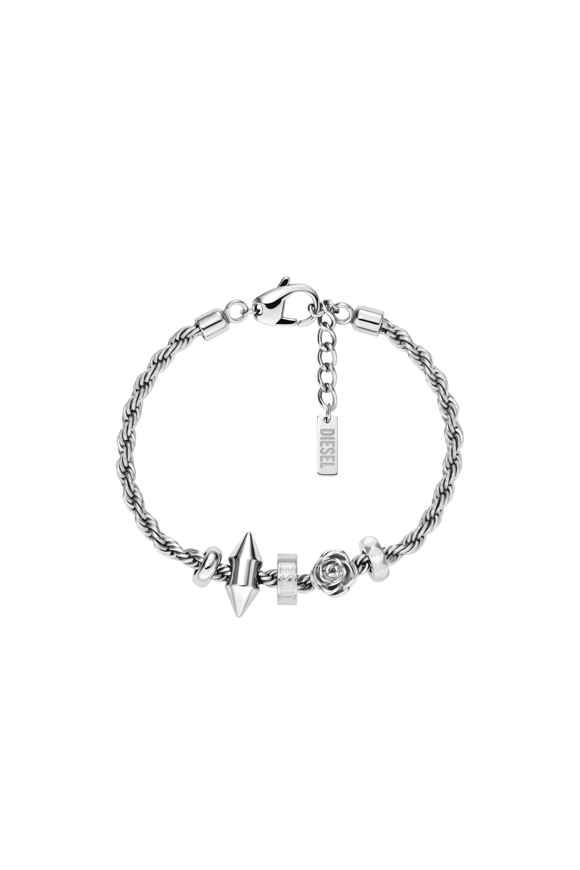 Diesel - DX1622040 JEWELLERY, Bracciale con ciondoli in acciaio Unisex in Argento - 1