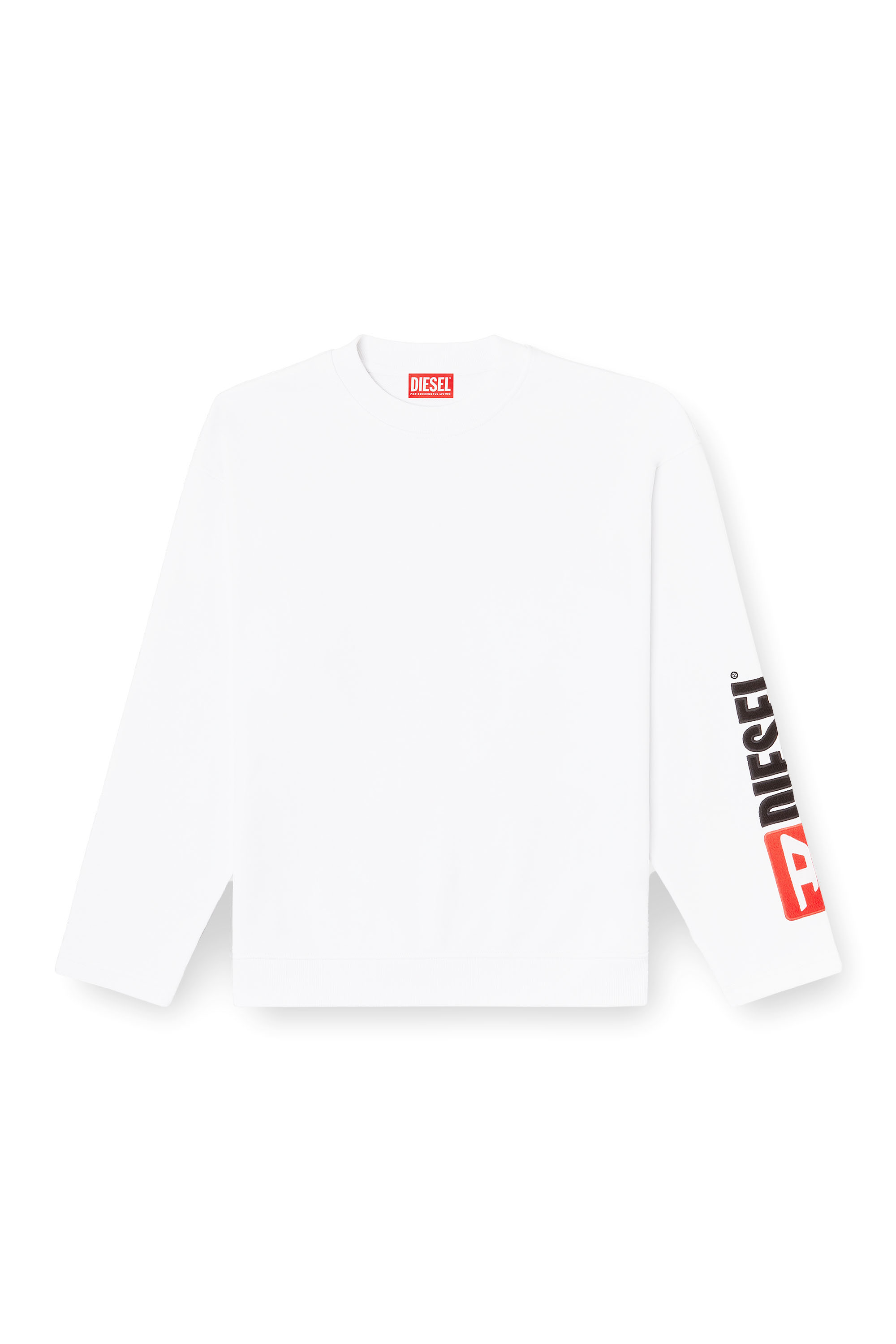 Diesel - S-BOXT-NC-DIV, Felpa girocollo con ricamo del logo patch Uomo in Bianco - 3