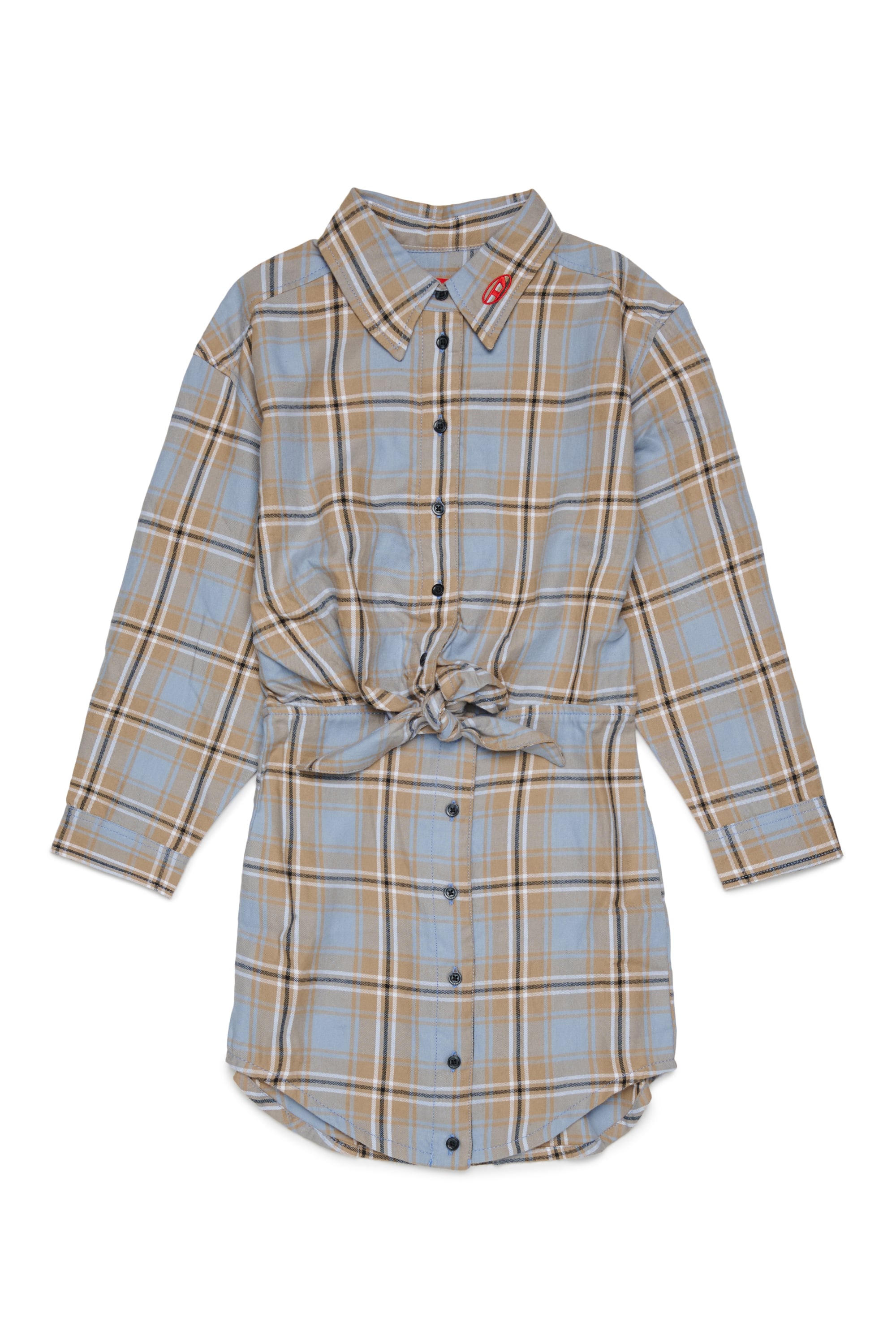Diesel - DESUSANIS, Abito camicia in cotone a quadri con cintura annodata in vita Donna in Multicolor - 1