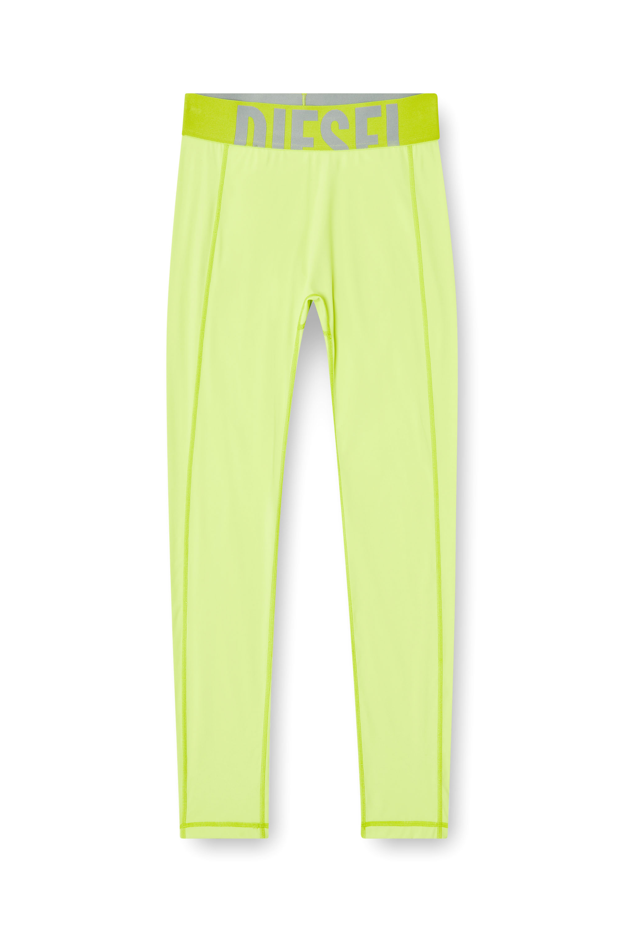 Diesel - ADELINE-D-POP, Leggings in microfibra con logo tagliato Donna in Verde - 4