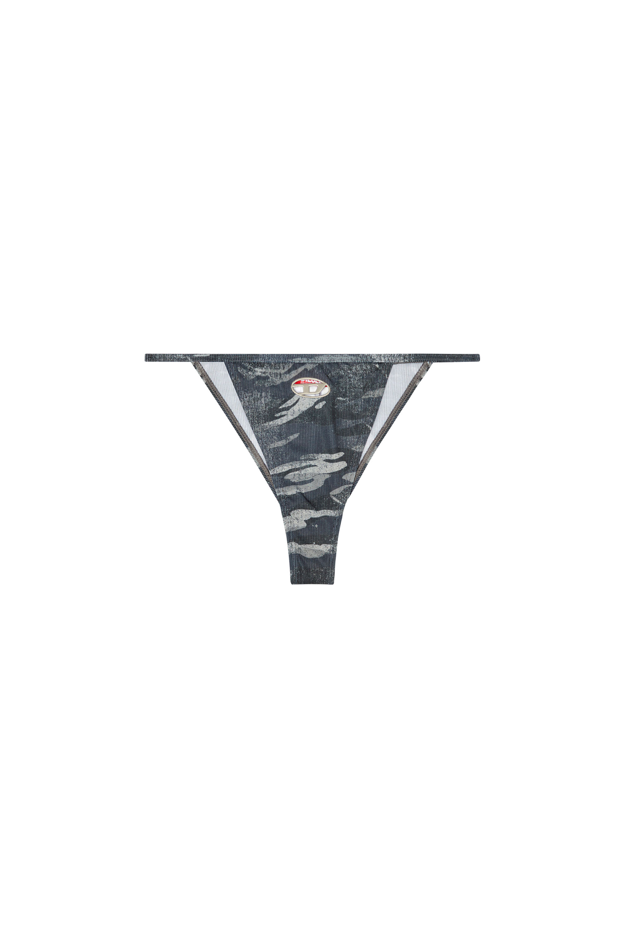 Diesel - CAMILLE-UTLT, Slip bikini camouflage con logo cut-out Donna in Nero - 4