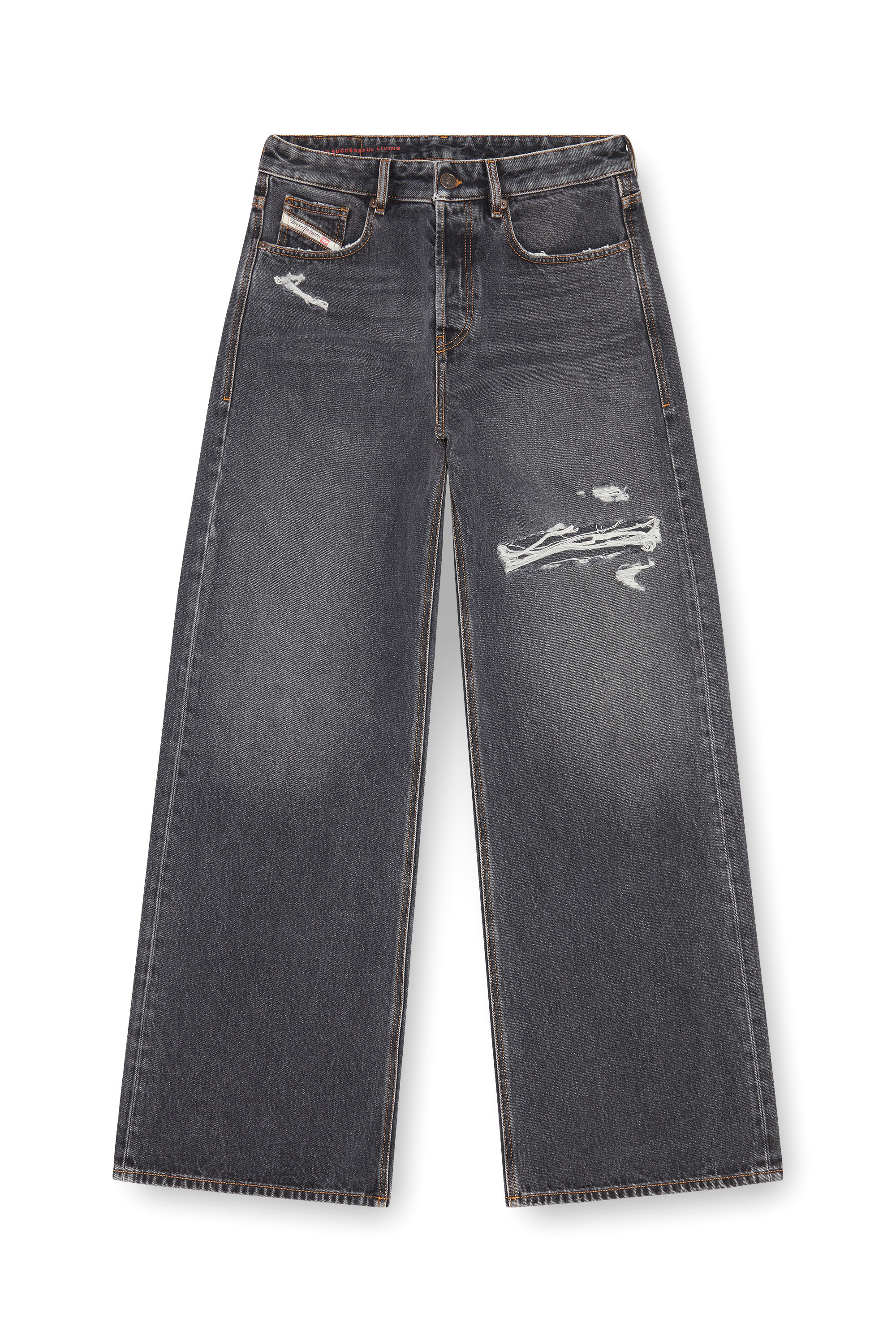 Diesel - Relaxed Jeans D-Rise 007F6 Uomo, Nero/Grigio scuro - Image 3