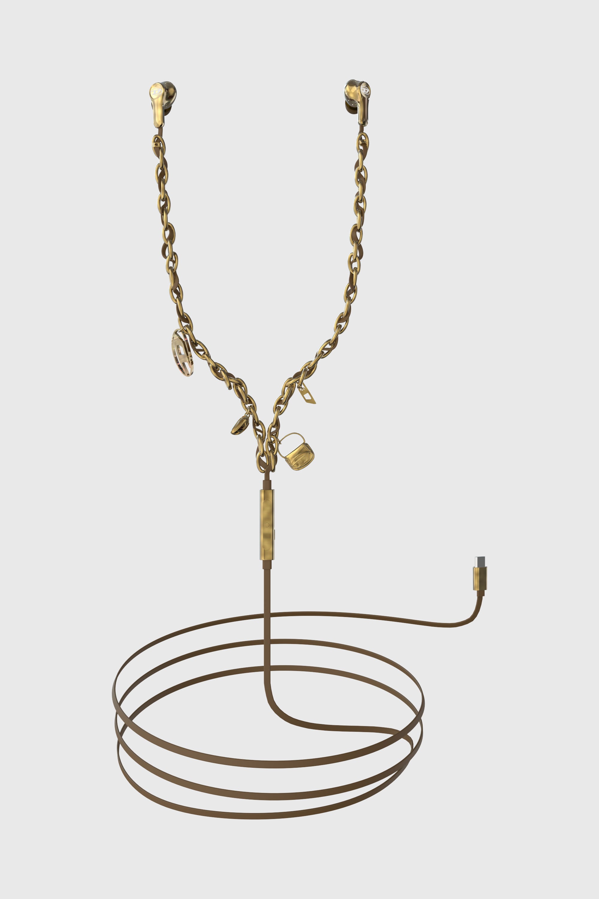 Diesel - 60689  WIRED EARBUDS WIRED EARBUDS, Auricolari oro con filo e charms Unisex in Oro - 1