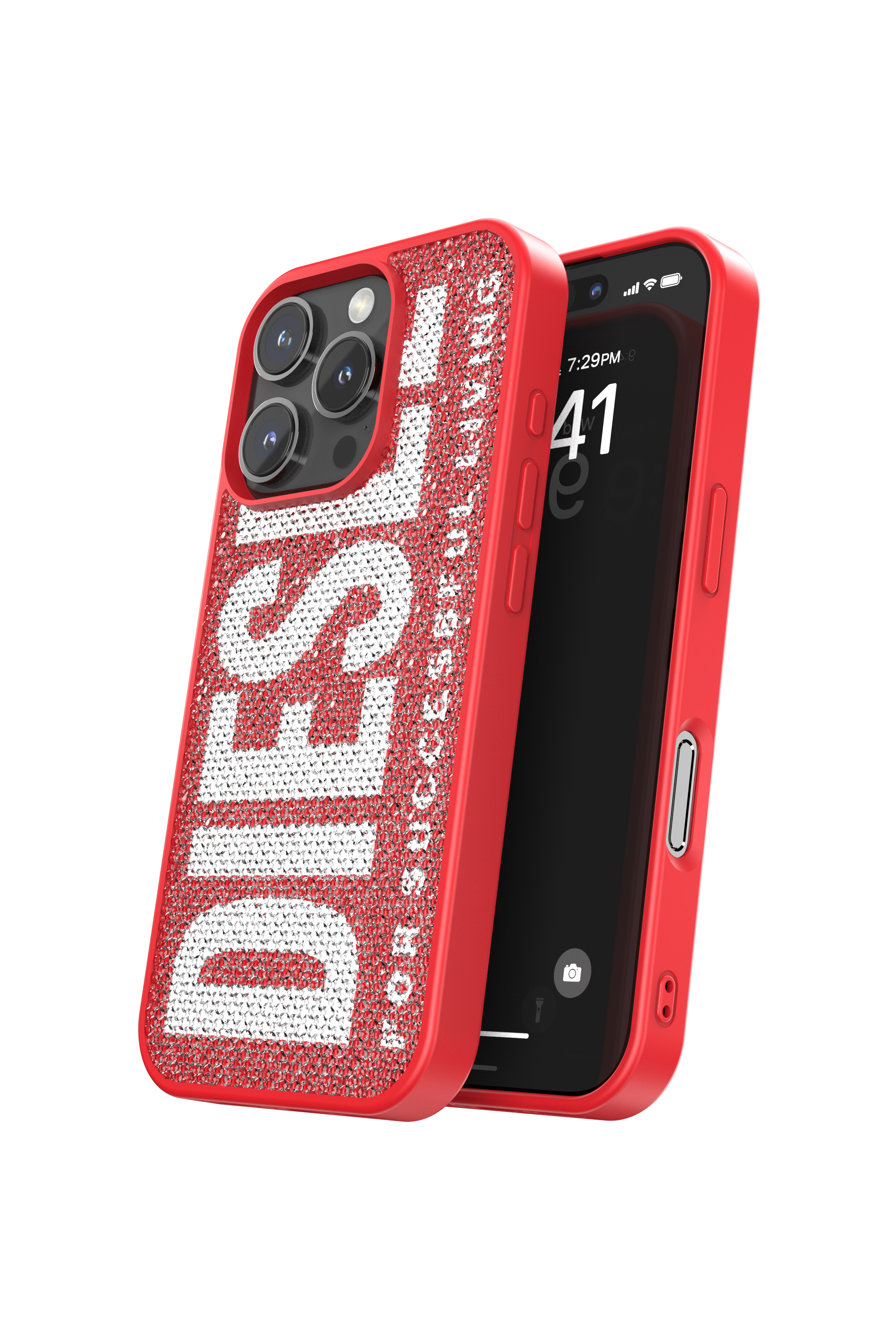 Diesel - 60188 MOULDED CASE, Cover con cristallo Swarovski per iP 16 Pro Unisex in Rosso - 3