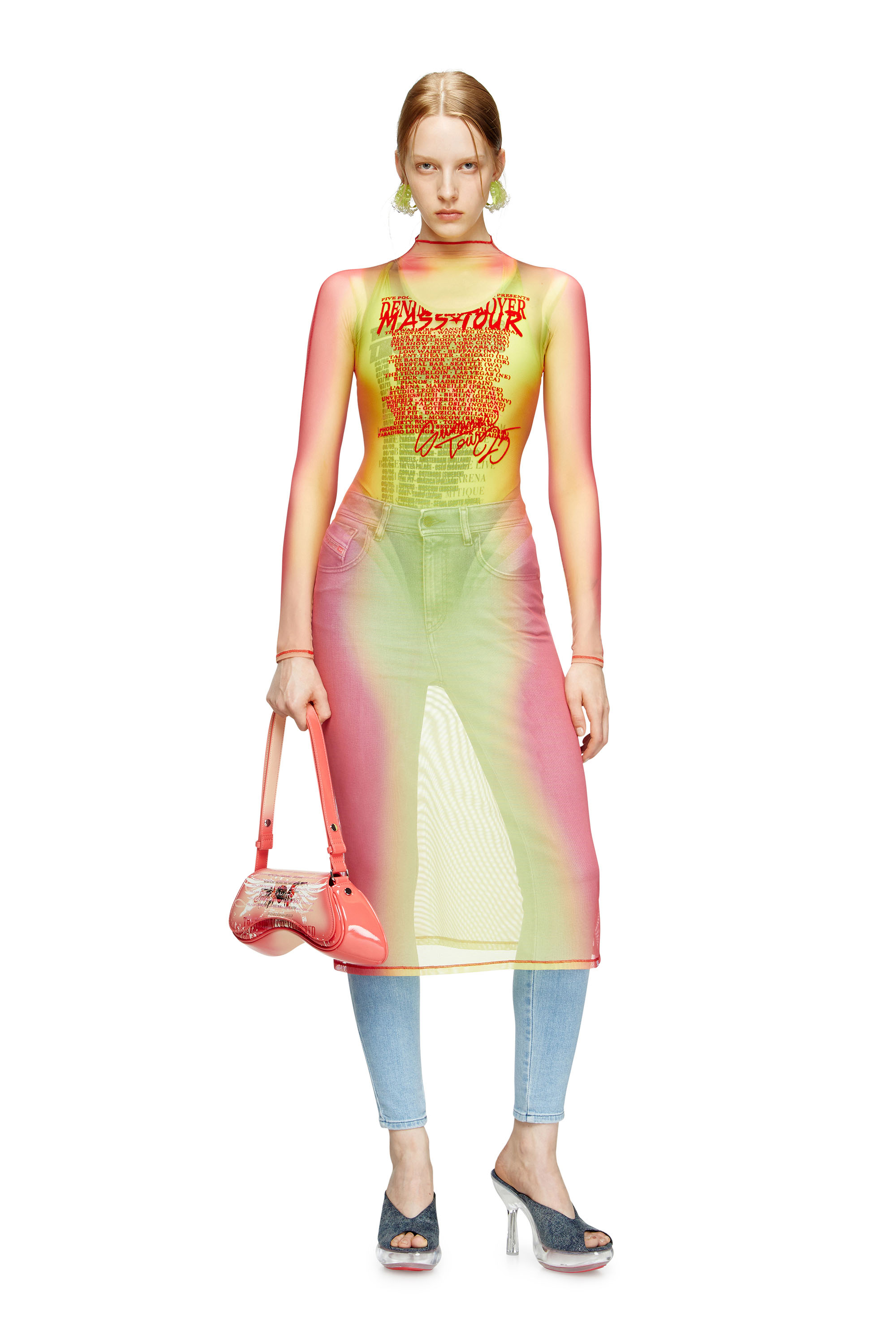 Diesel - D-AFNIC, Abito midi a strati con stampa DJ Donna in Multicolor - 1