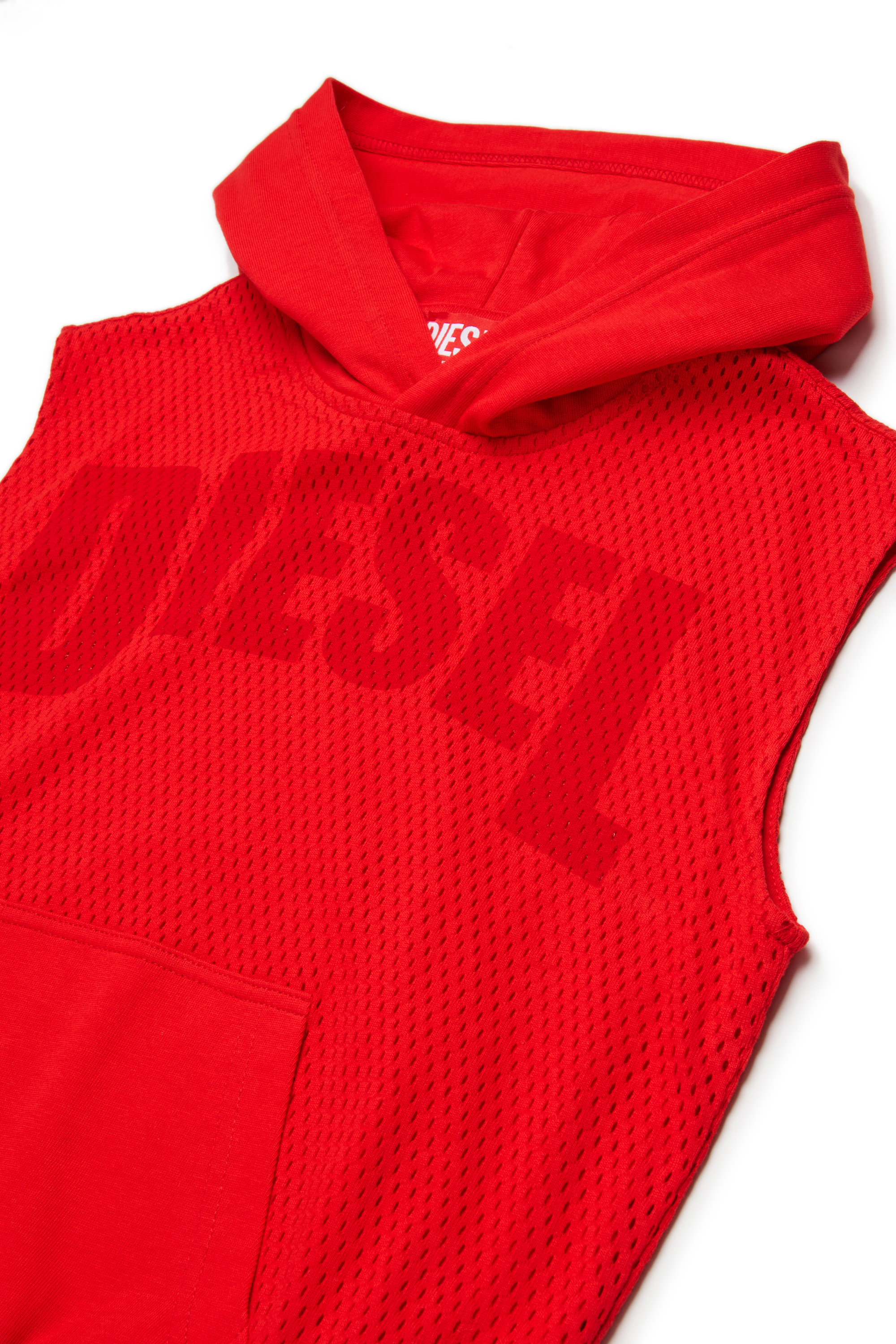 Diesel - SMESH OVER, Felpa senza maniche in rete di cotone Uomo in Rosso - 3