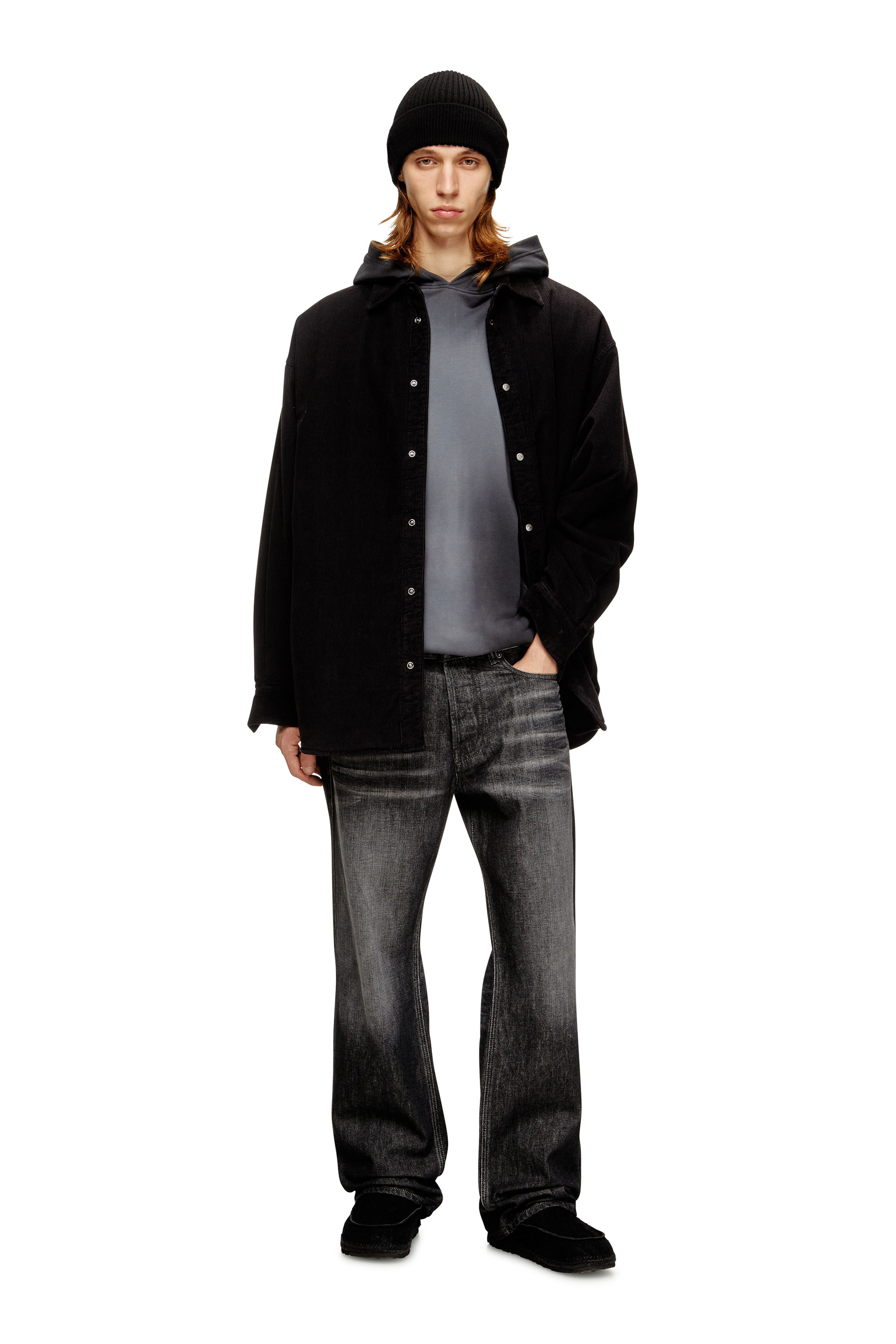 Diesel - S-BAGGY-PADD-HGBK, Camicia in cotone con ricamo Oval D Uomo in Nero - 1