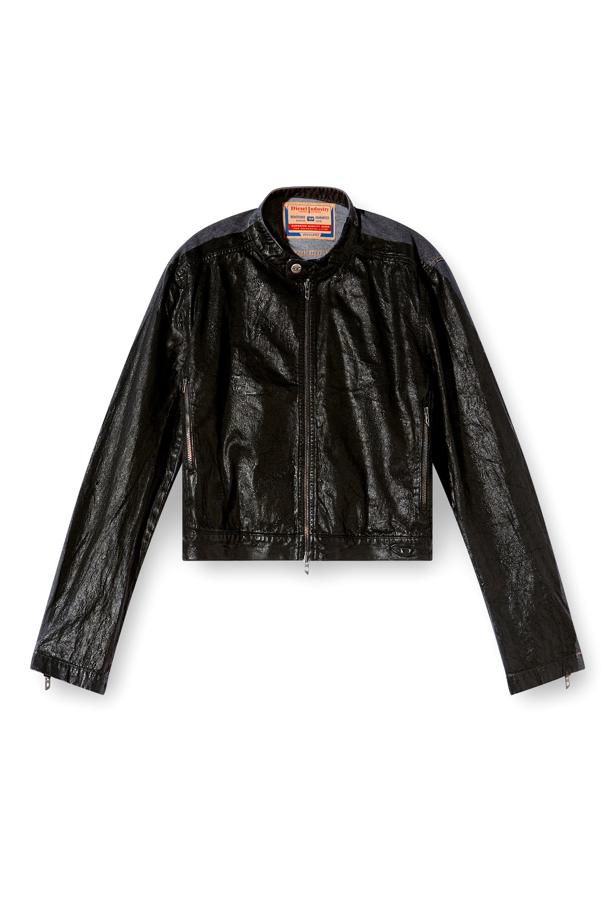 Diesel - D-GLORY-DD, Giacca stile moto con coating Unisex in Nero - 3