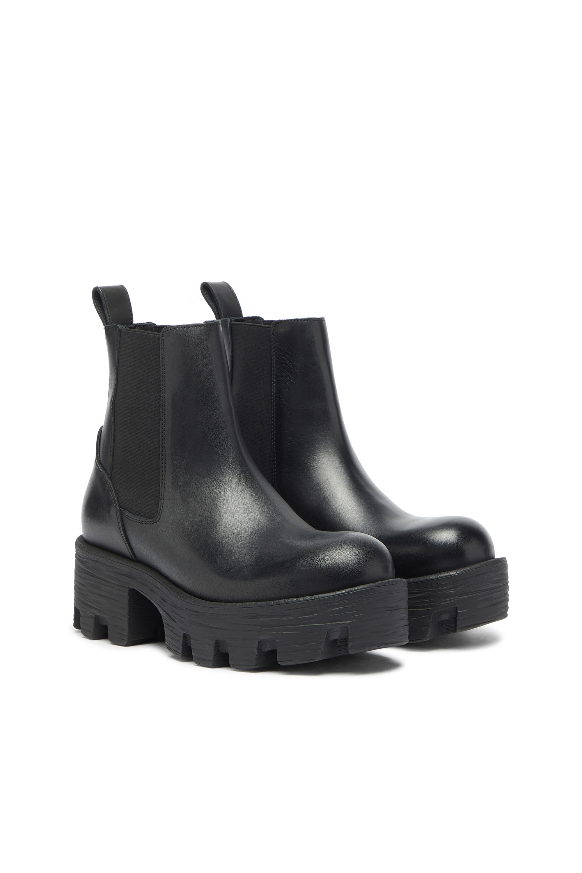 Diesel - D-HAMMER CHUNKY W, D-Hammer - Stivali in pelle con suola carrarmato Donna in Nero - 2