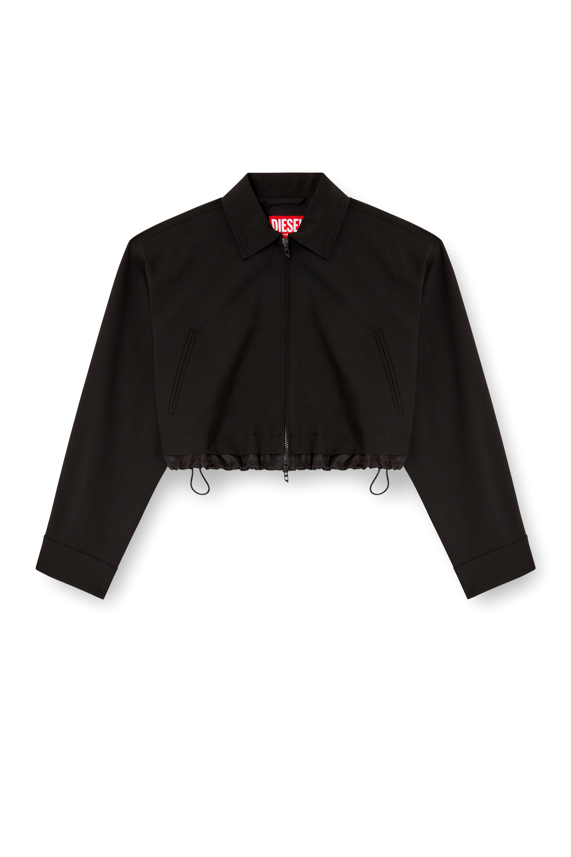 Diesel - J-TING-FEM-R2, Woman's Cropped jacket in tailoring fabric and nylon in Black - 2