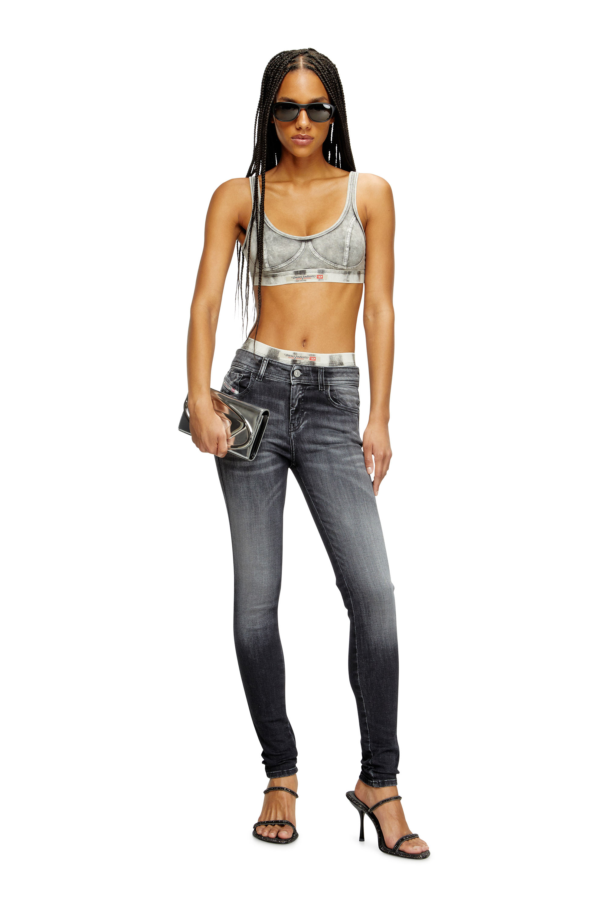 Diesel - Skinny Jeans 2017 Slandy 09K97 Donna, Nero/Grigio scuro - Image 2