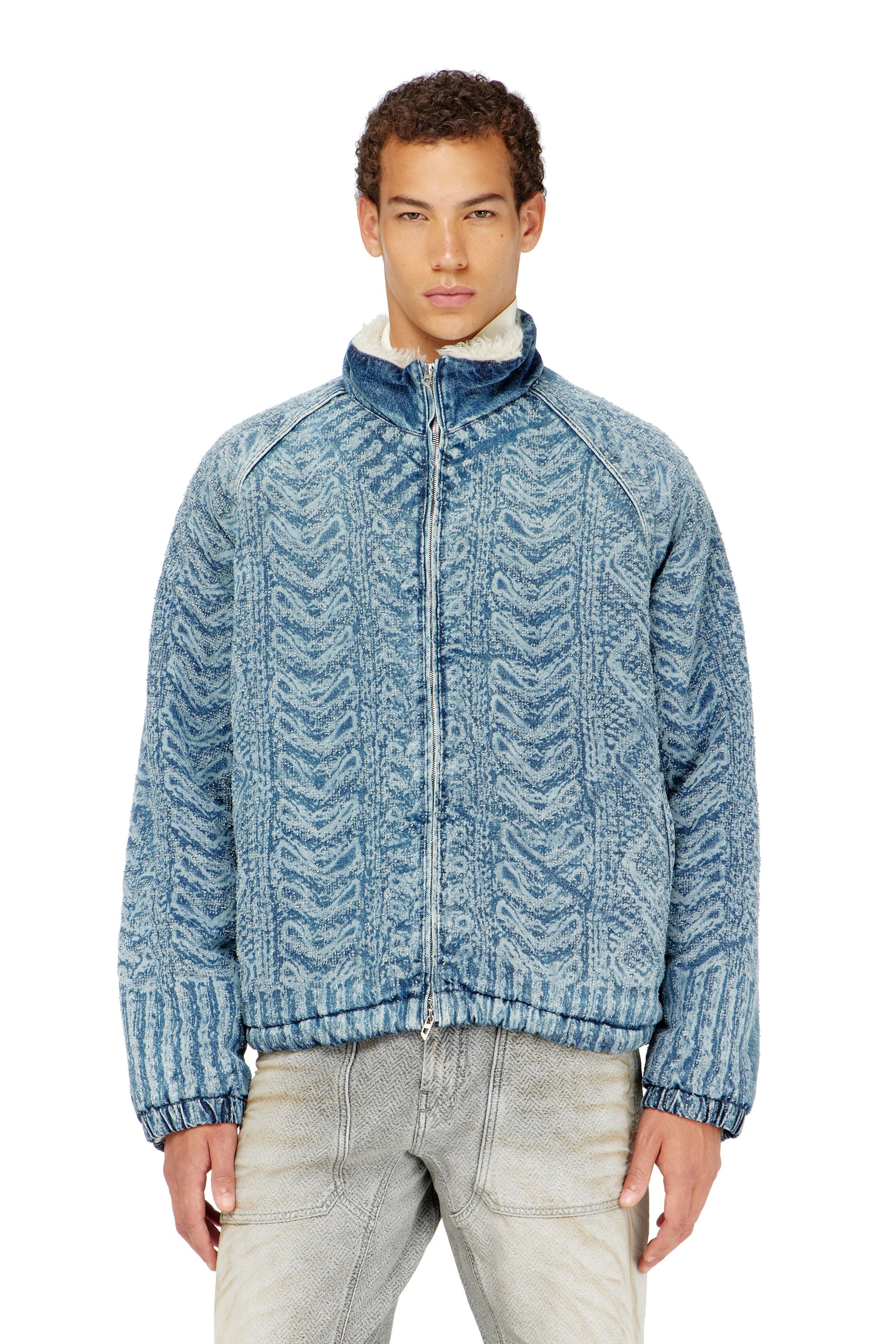 Diesel - D-KRAPS-S, Giacca in denim effetto maglia a trecce Uomo in Blu - 1