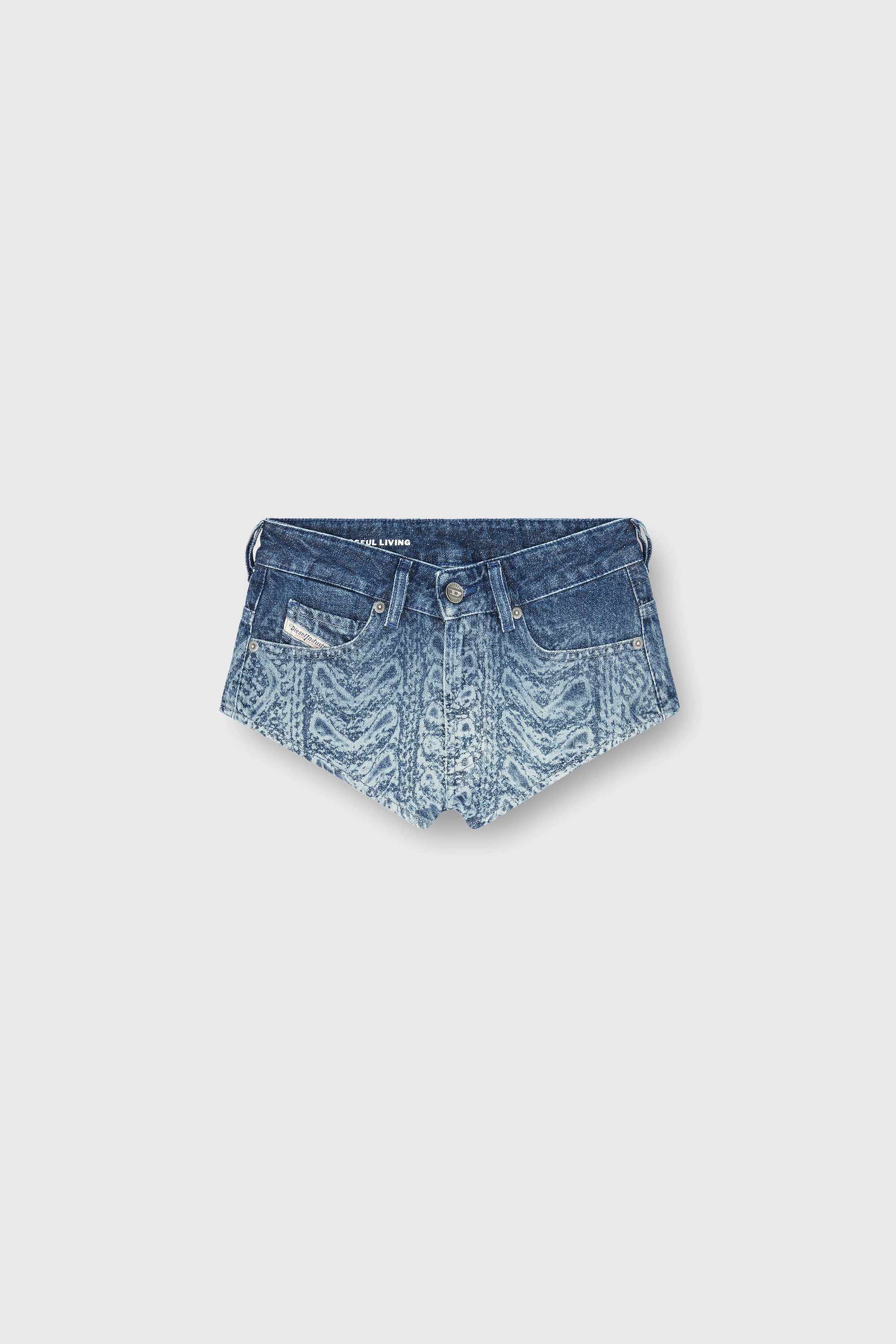 Diesel - DE-JIZZ-S, Pantalonicni in denim effetto maglia a trecce Donna in Blu - 2