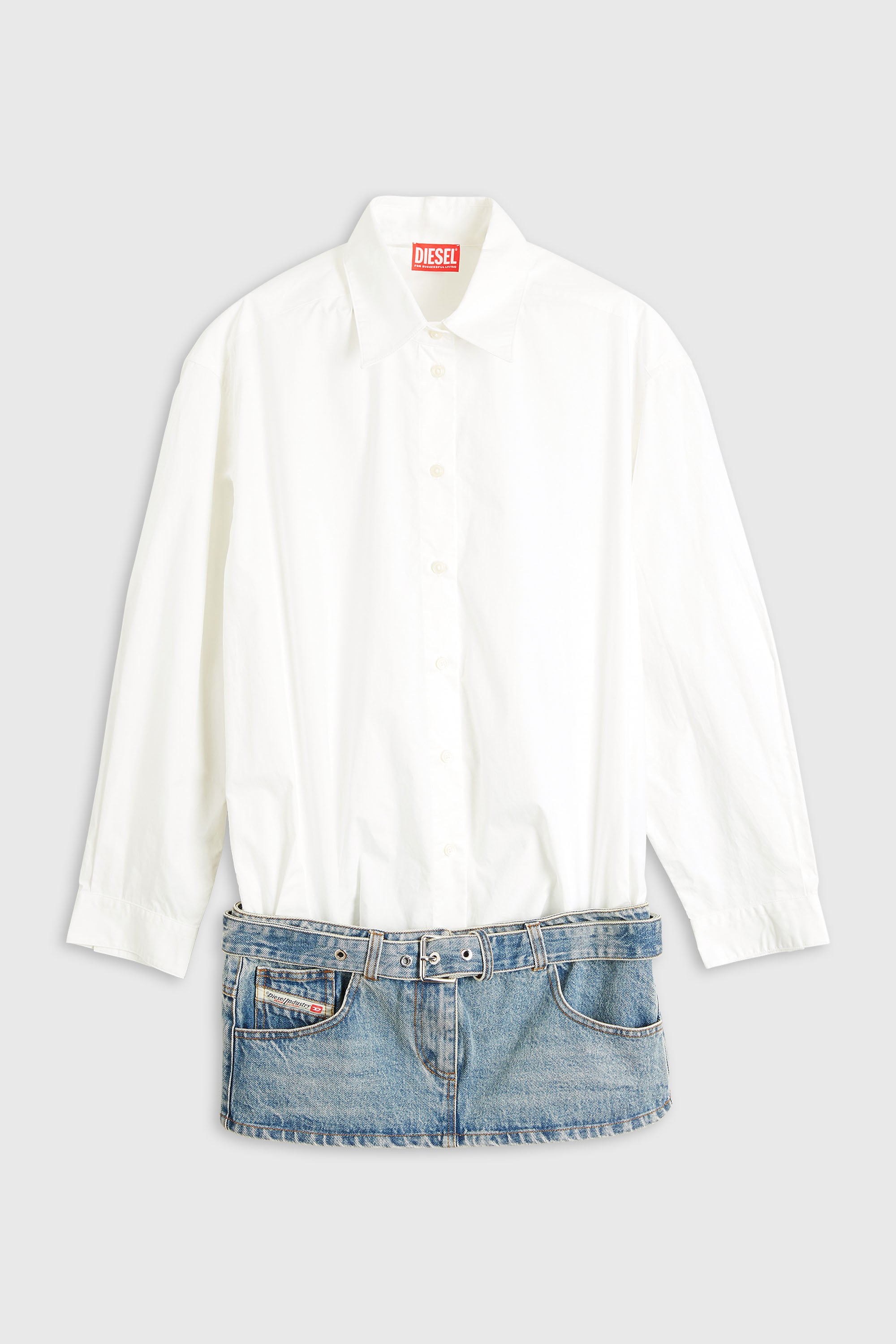 Diesel - D-ETOX, Abito chemisier mini con sezioni trompe-l&rsquo;&oelig;il Donna in Multicolor - 1