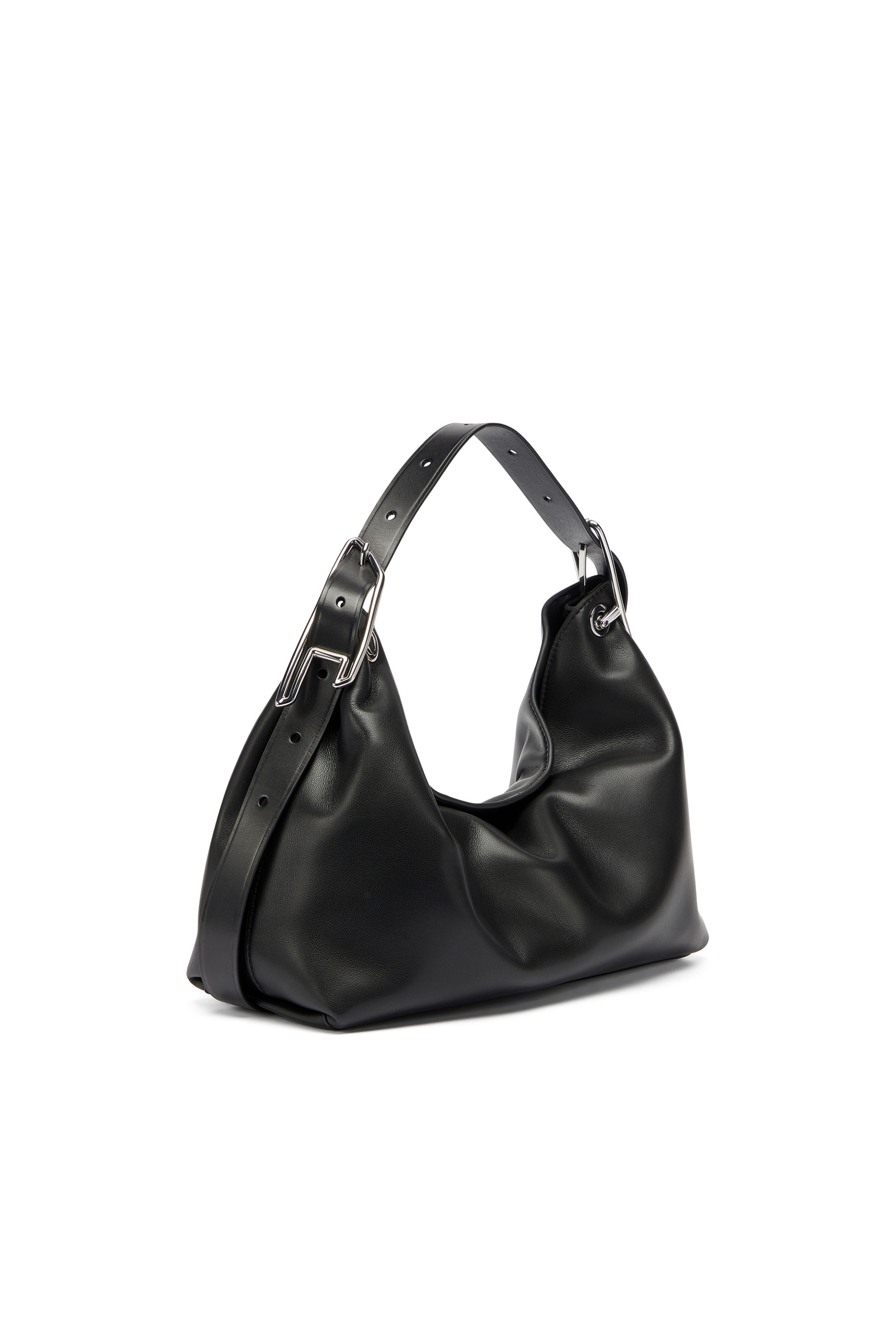 Diesel - D-LINE SHOULDER, D-Line-Borsa a spalla in pelle Donna in Nero - 1