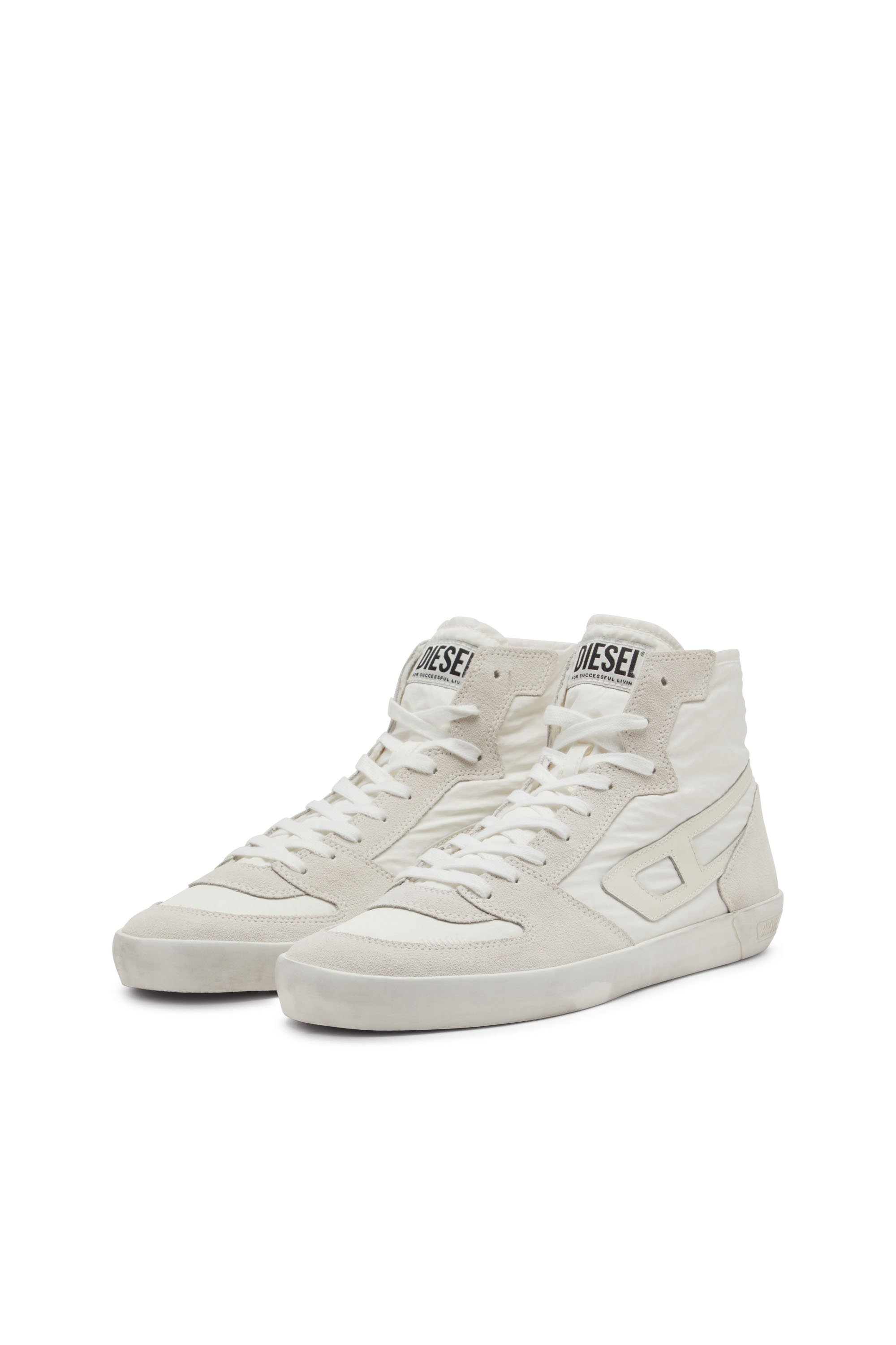 Diesel - S-LEROJI D-1 MID, Sneaker high-top in ripstop imbottito e suede Uomo in Bianco - 8