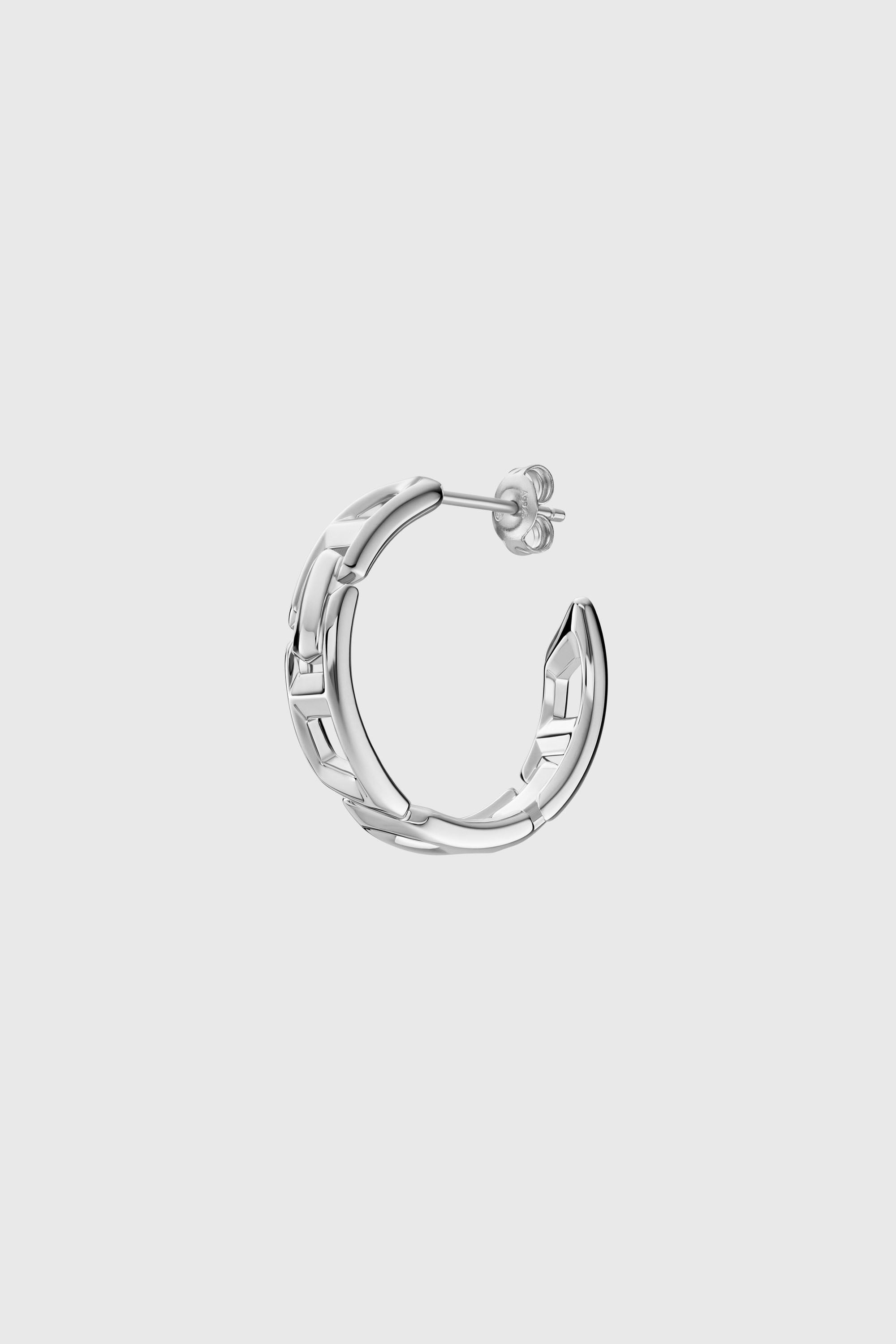Diesel - DL1361040 STERLING SILVER JEWEL, Orecchino a cerchio in argento sterling Unisex in Argento - 1