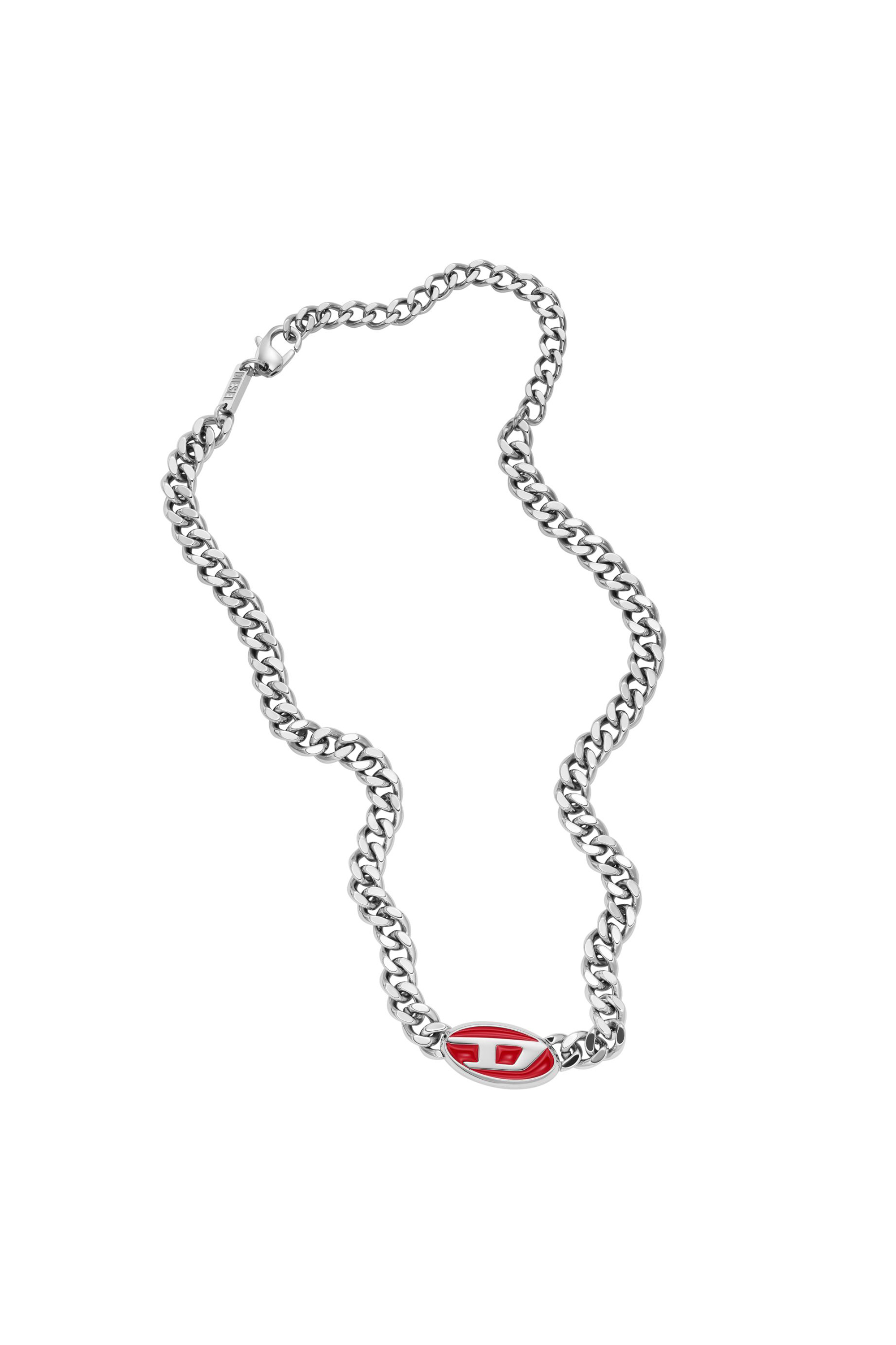 Diesel - DX1446, Collana rossa a catena in acciaio inossidabile Unisex in Argento - 2