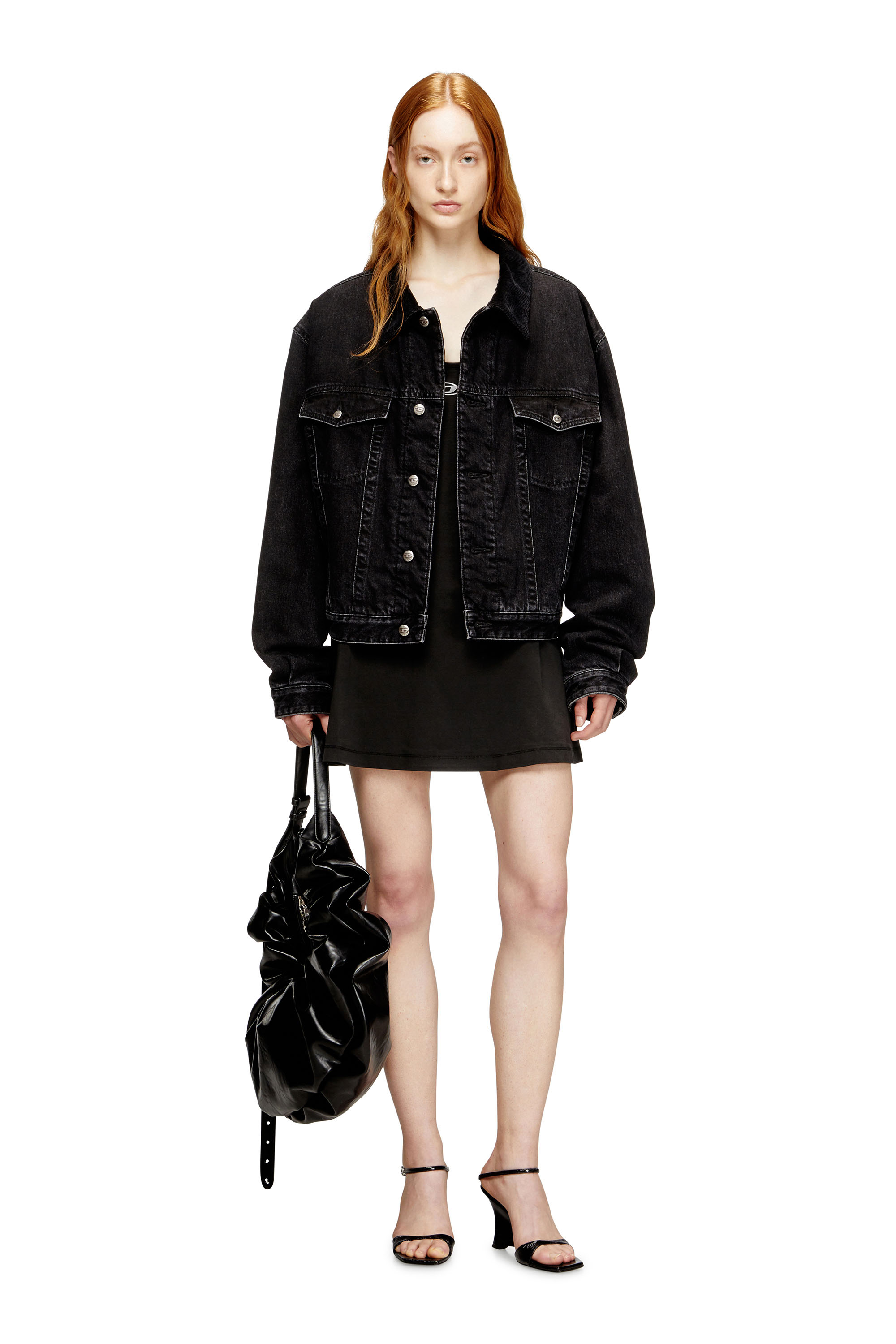 Diesel - D-NEWHOP-OD, Mini abito in cotone con logo Oval D Donna in Nero - 1