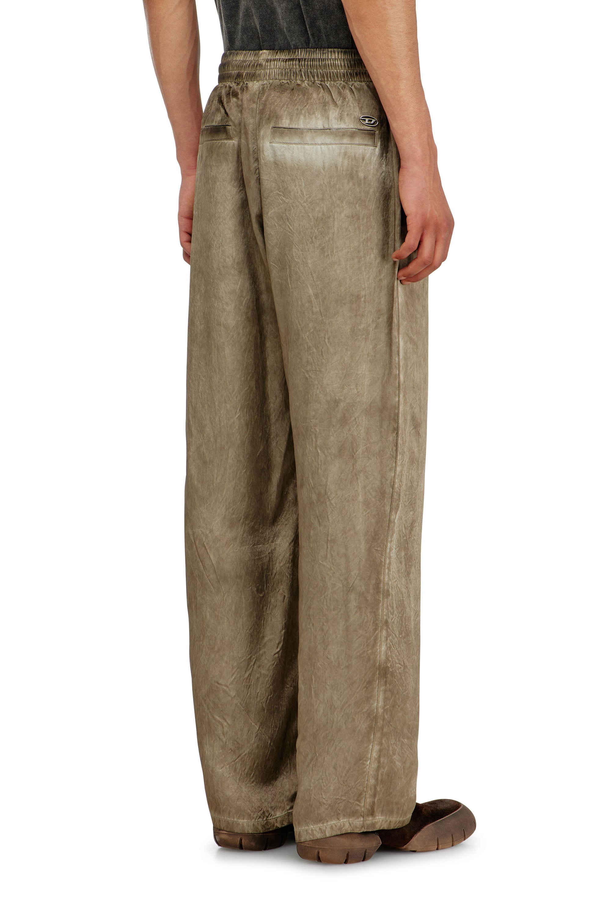 Diesel - P-THECK-AGCT, Man's Pants in wrinkled satin in Light Brown - 3