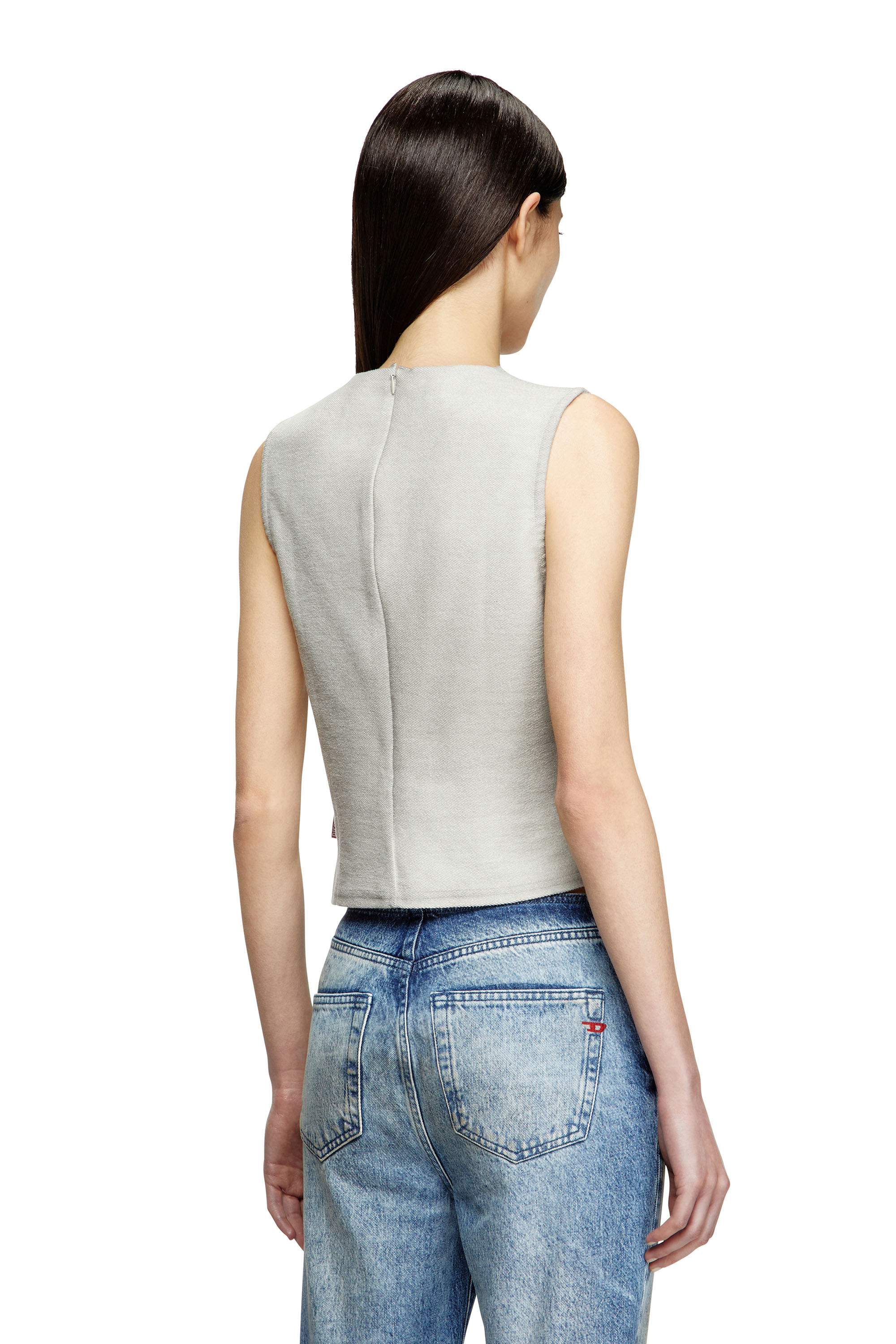 Diesel - T-YASMINA, Tank top con distressing frontale Donna in Grigio - 4