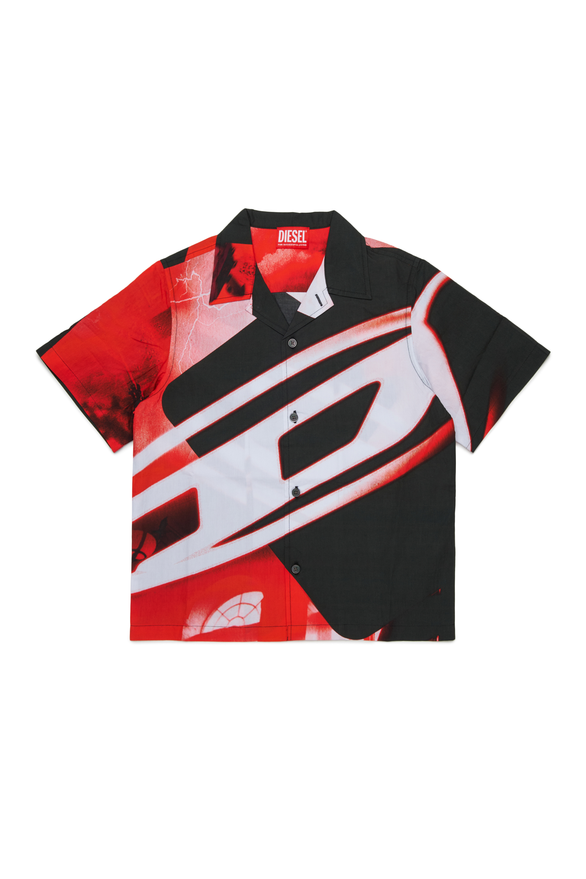 Diesel - MCIOND, Camicia in cotone con stampa sfocata all-over Uomo in Nero - 1