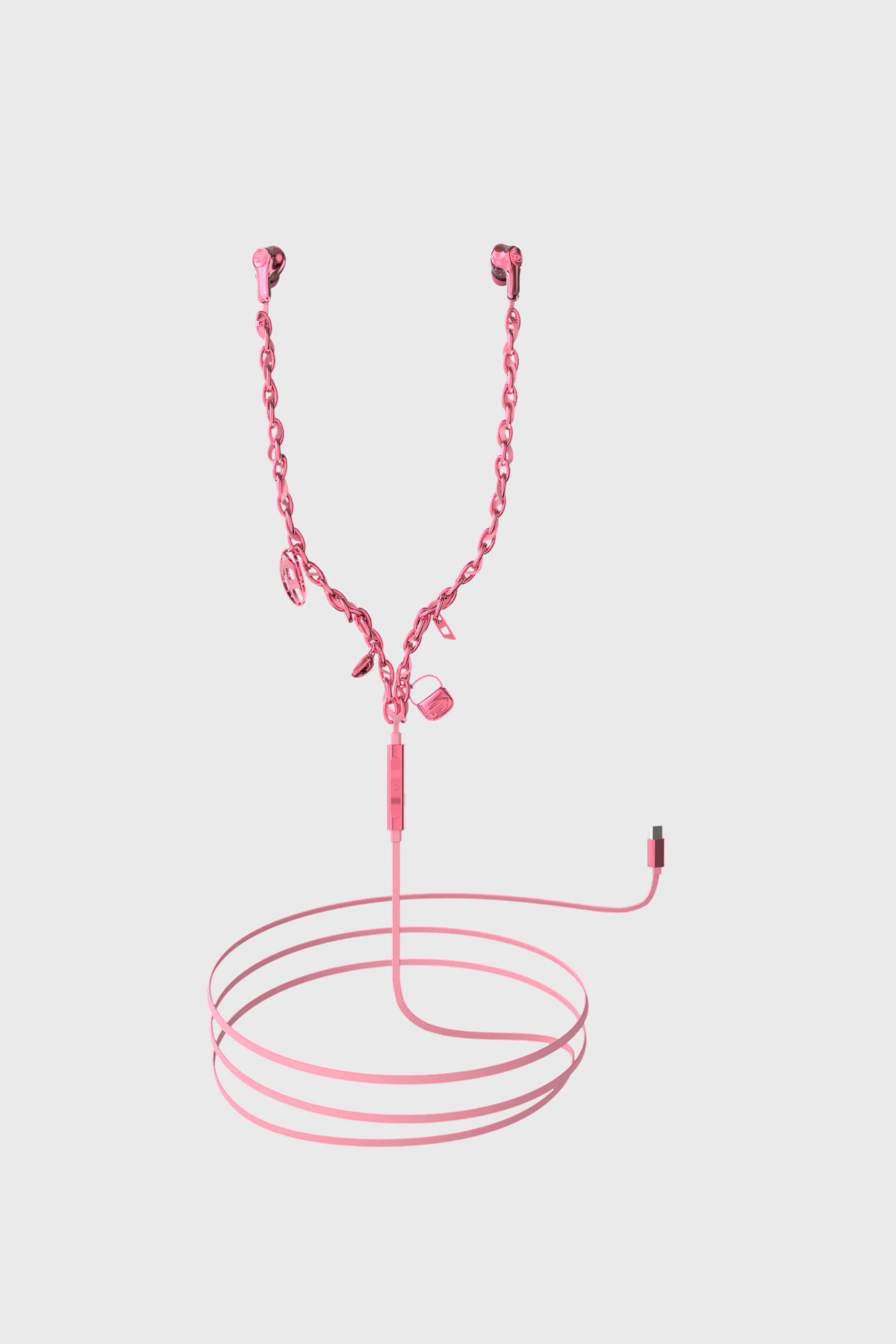 Diesel - 60688 WIRED EARBUDS WIRED EARBUDS, Auricolari rosa con filo e charms Unisex in Rosa - 1