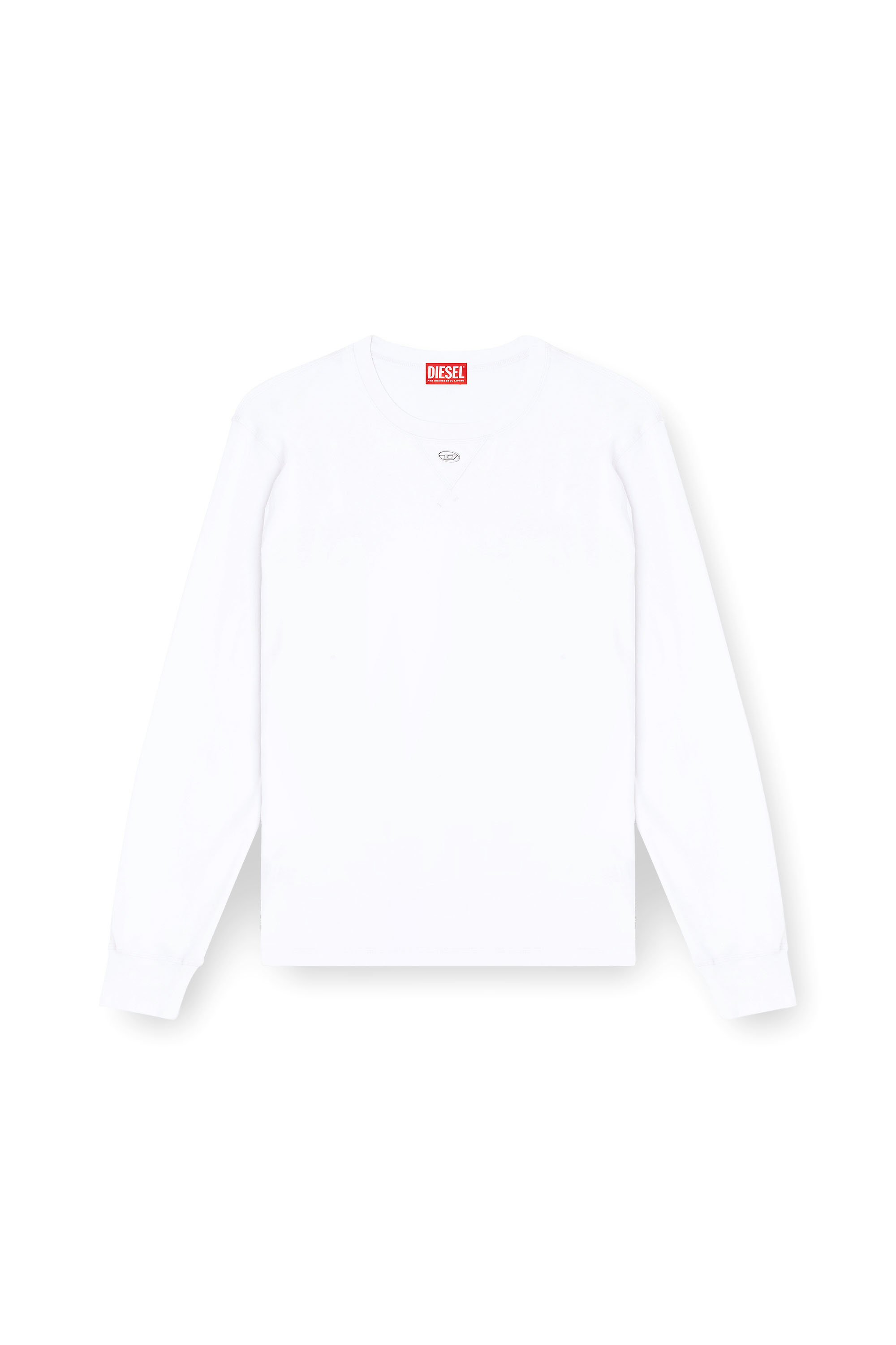 Diesel - T-MADJUST-LS-TR, Maglietta a maniche lunghe in cotone con Oval D Uomo in Bianco - 3
