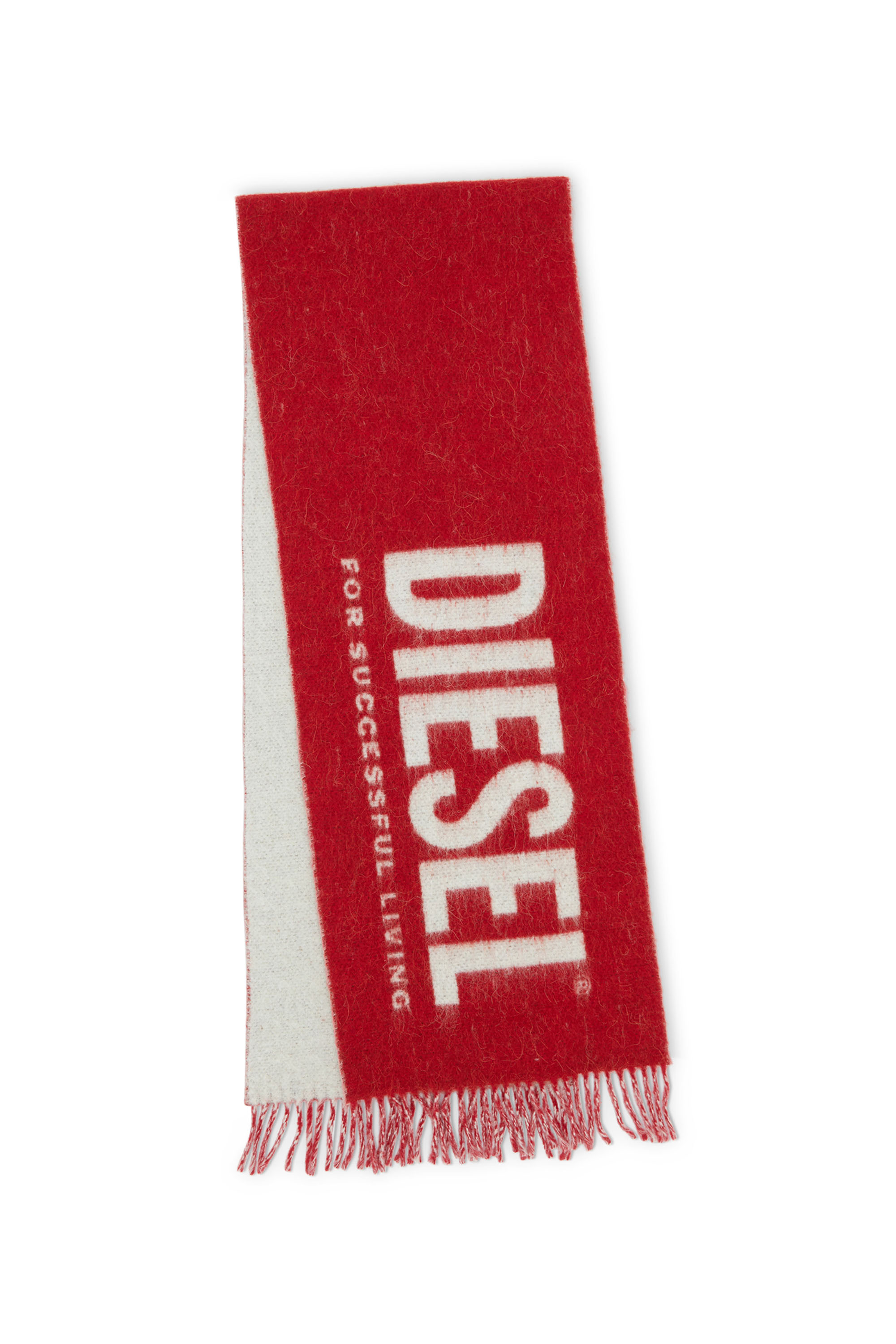 Diesel - S-KOTT, Sciarpa bicolore con maxi logo Uomo in Rosso - 3