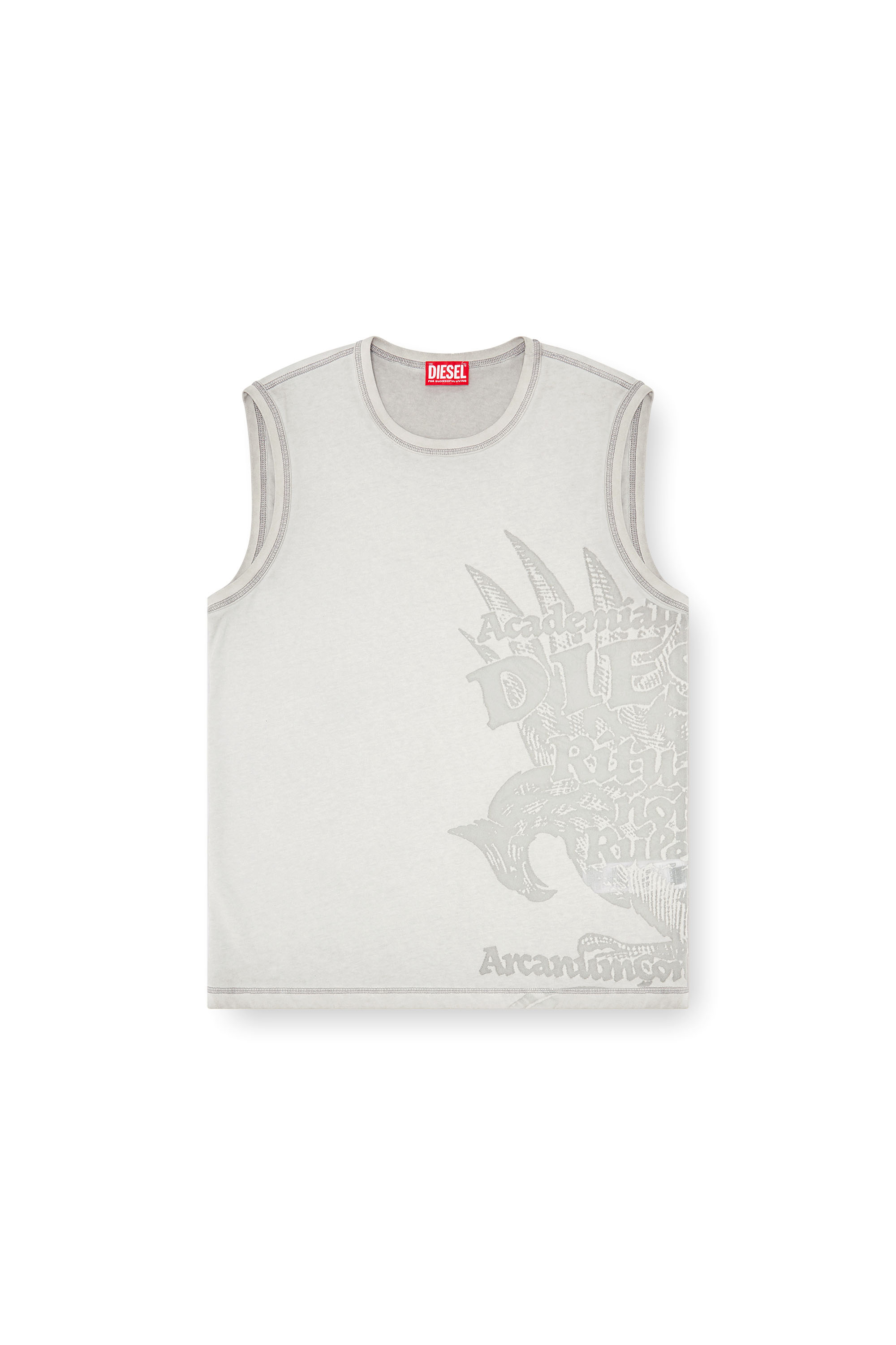 Diesel - T-RAWBISCO, Top smanicato con grafiche in rilievo Uomo in Grigio - 3