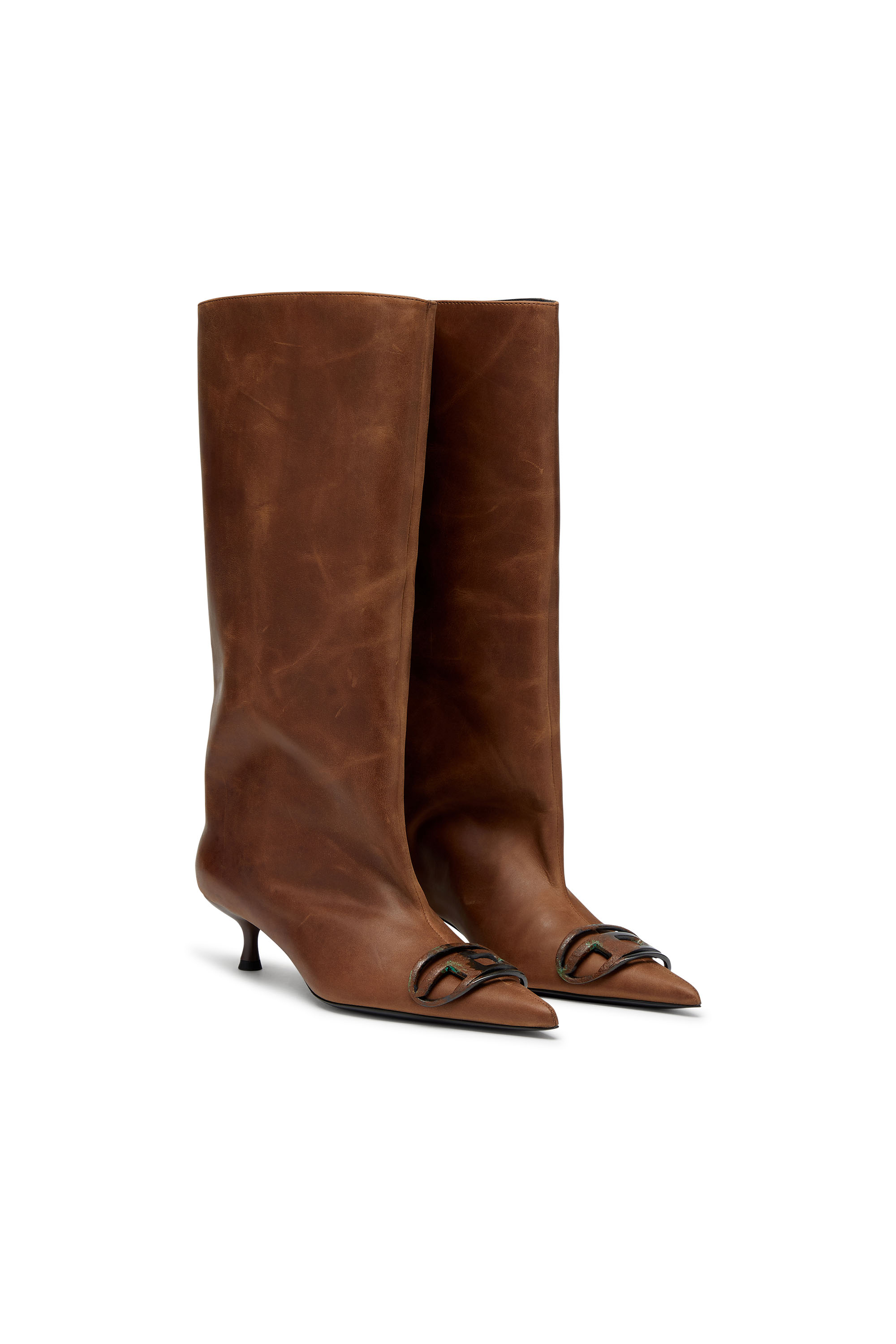 Diesel - D-VENUS 40 KB TUBE, D-Venus-Stivali al ginocchio in pelle oliata Donna in Marrone - 3
