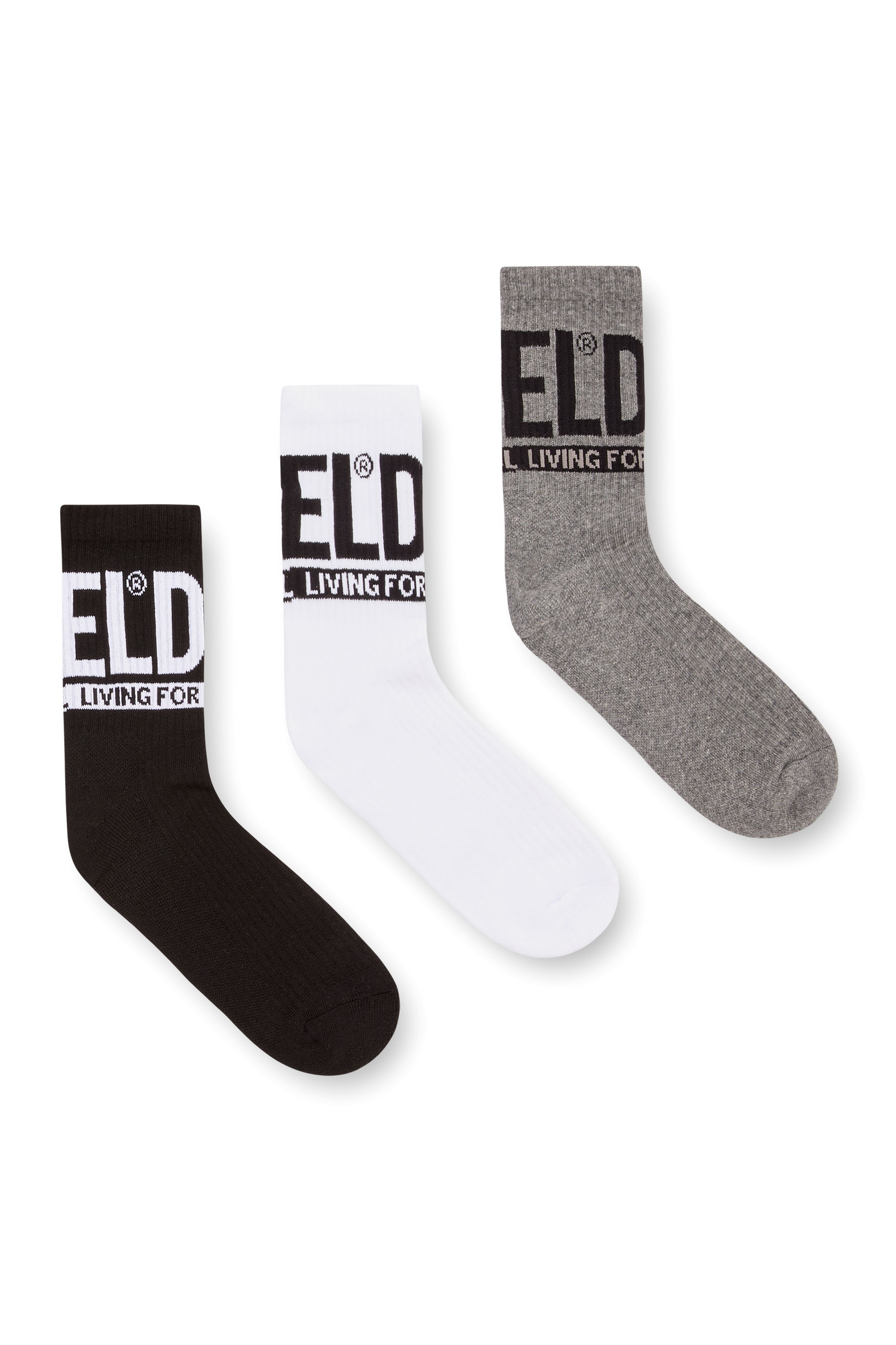 Diesel - SKM-RAY-3PACK-CUSHIONED-17,5, Set di tre calzini con logo Diesel Uomo in Multicolor - 1