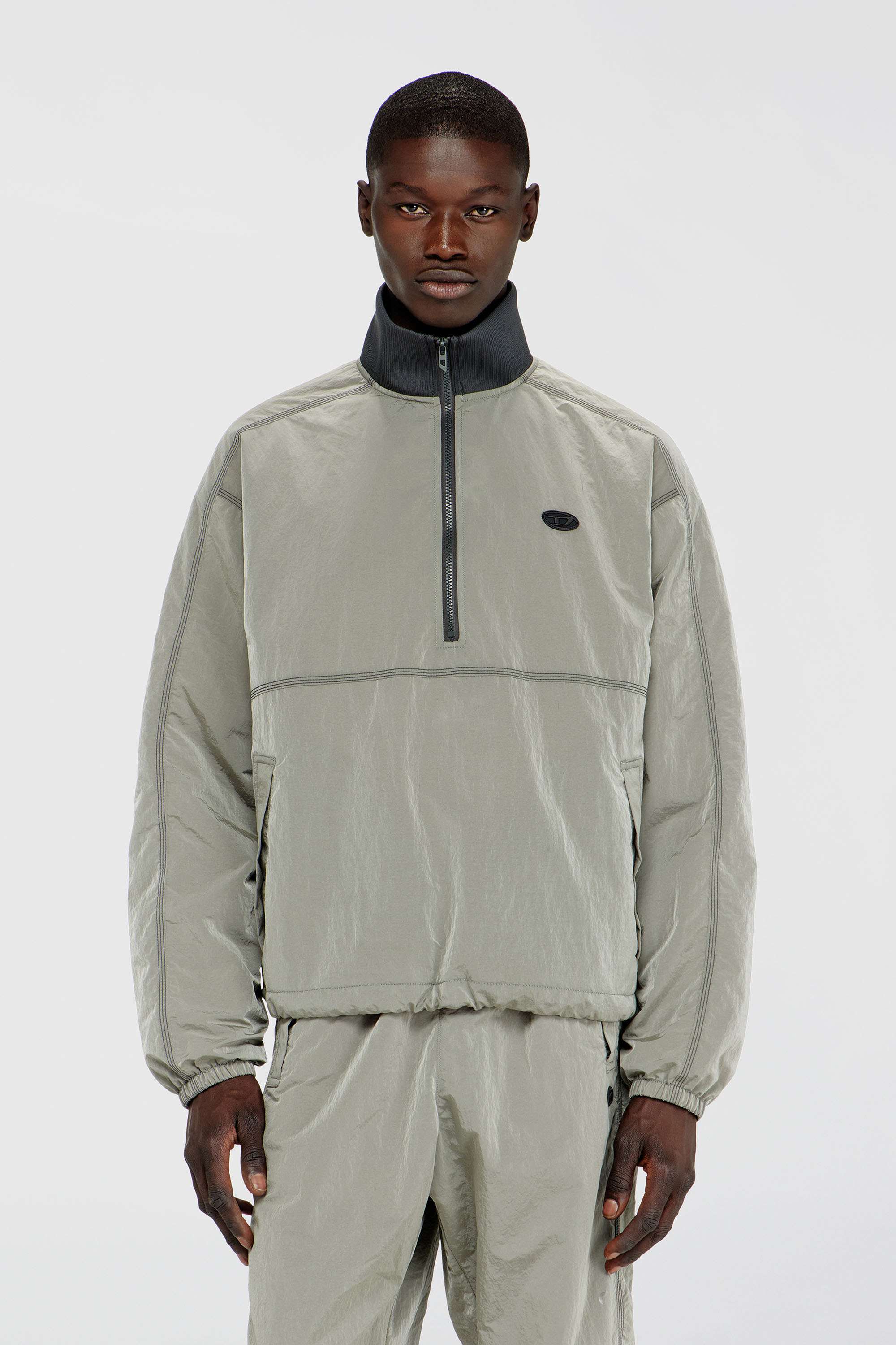 Diesel - J-ANOK, Giacca in nylon effetto crinkle Uomo in Grigio - 1