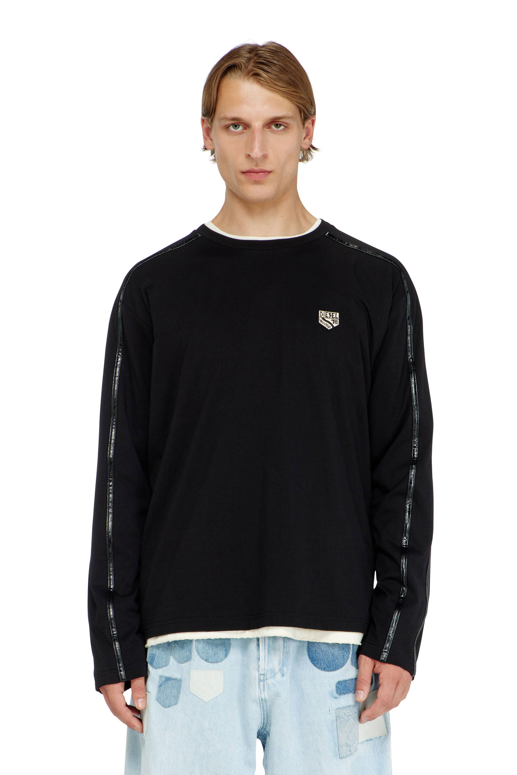 Diesel - T-NORM-LS-FL, T-shirt a manica lunga con profili tono su tono Uomo in ToBeDefined - 3