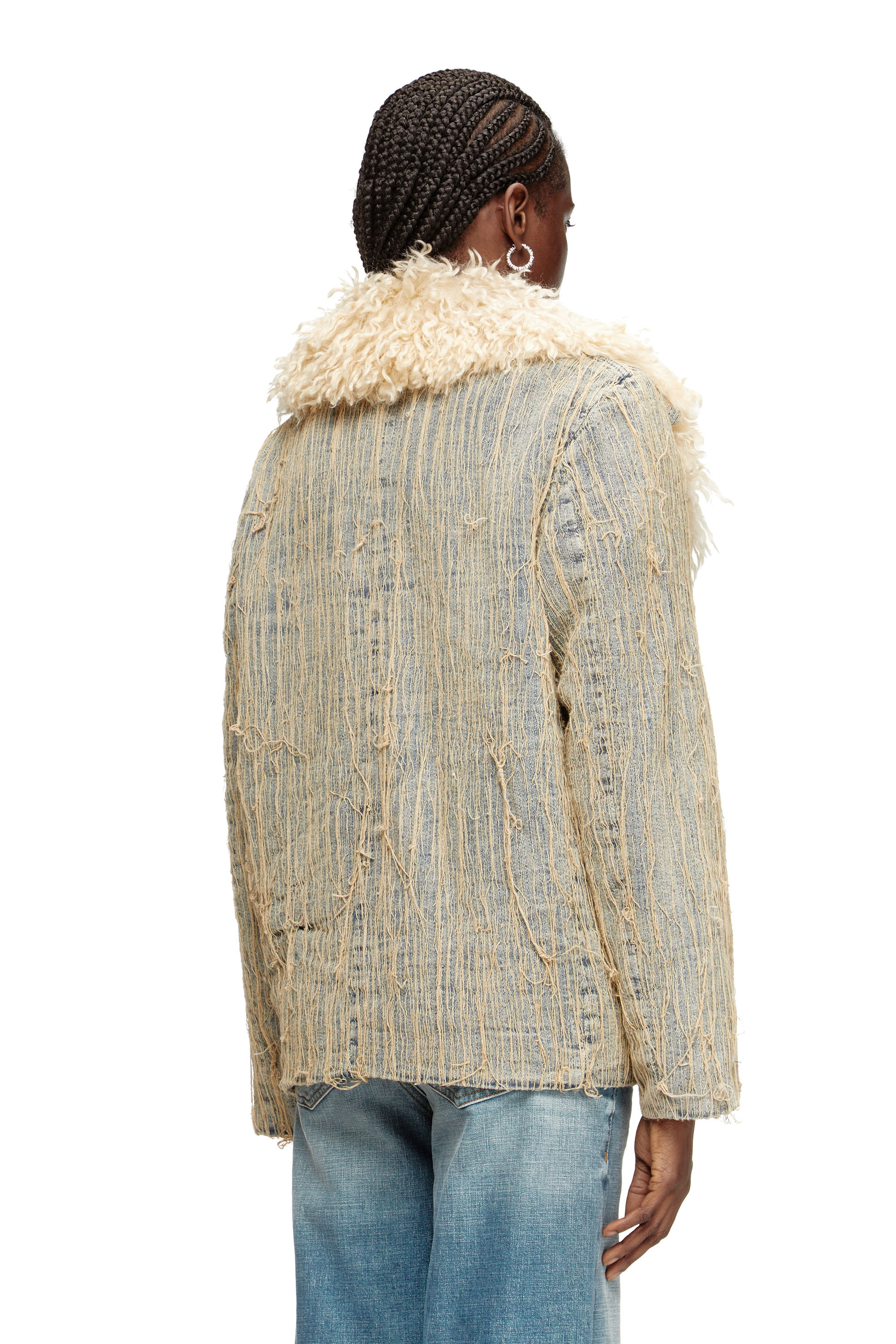 Diesel - DE-ACONIC-S, Giacca in denim jacquard e fili fluttuanti Donna in Blu - 4