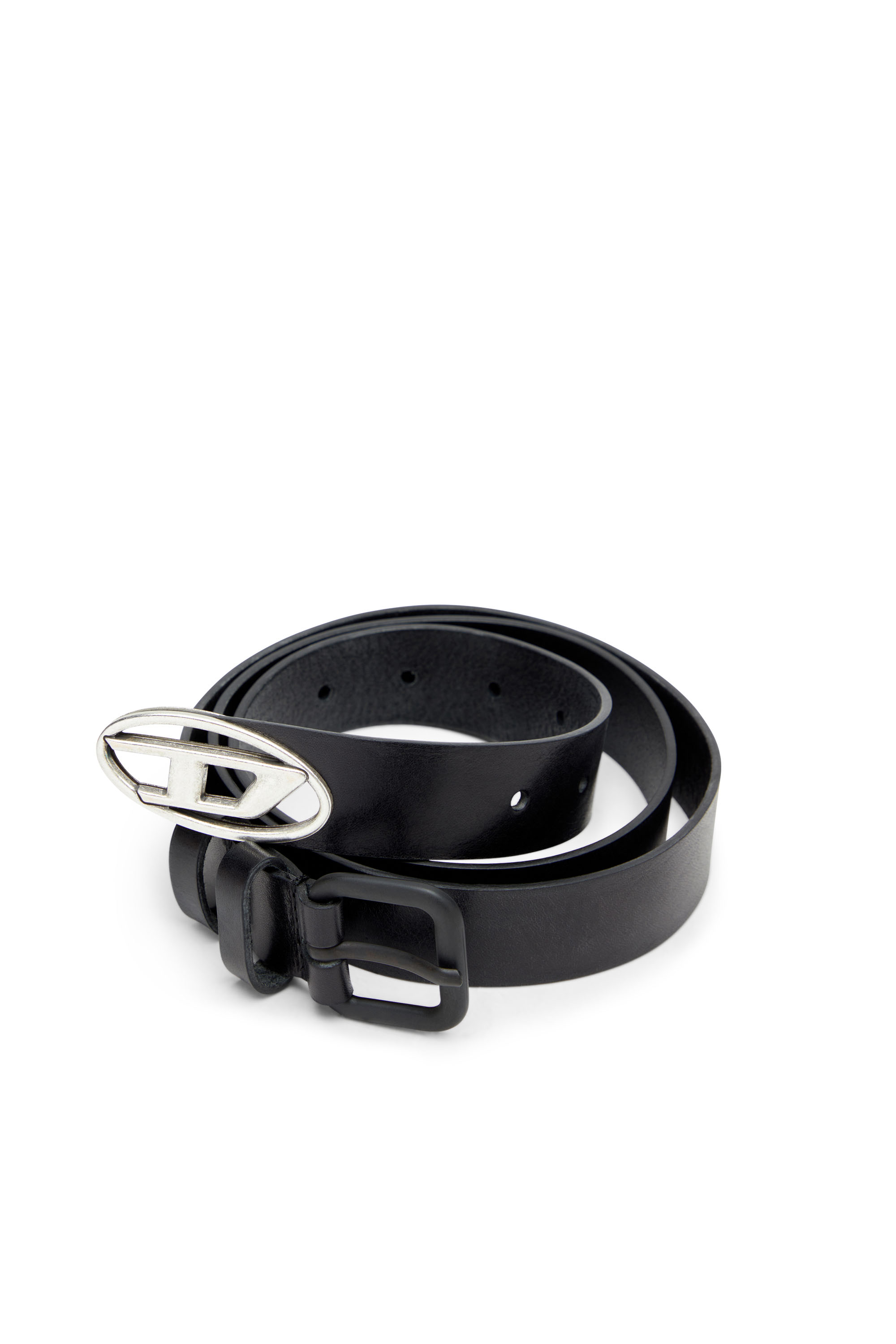 Diesel - B-INLAY, Cintura in pelle con logo oval D Unisex in Nero - 3