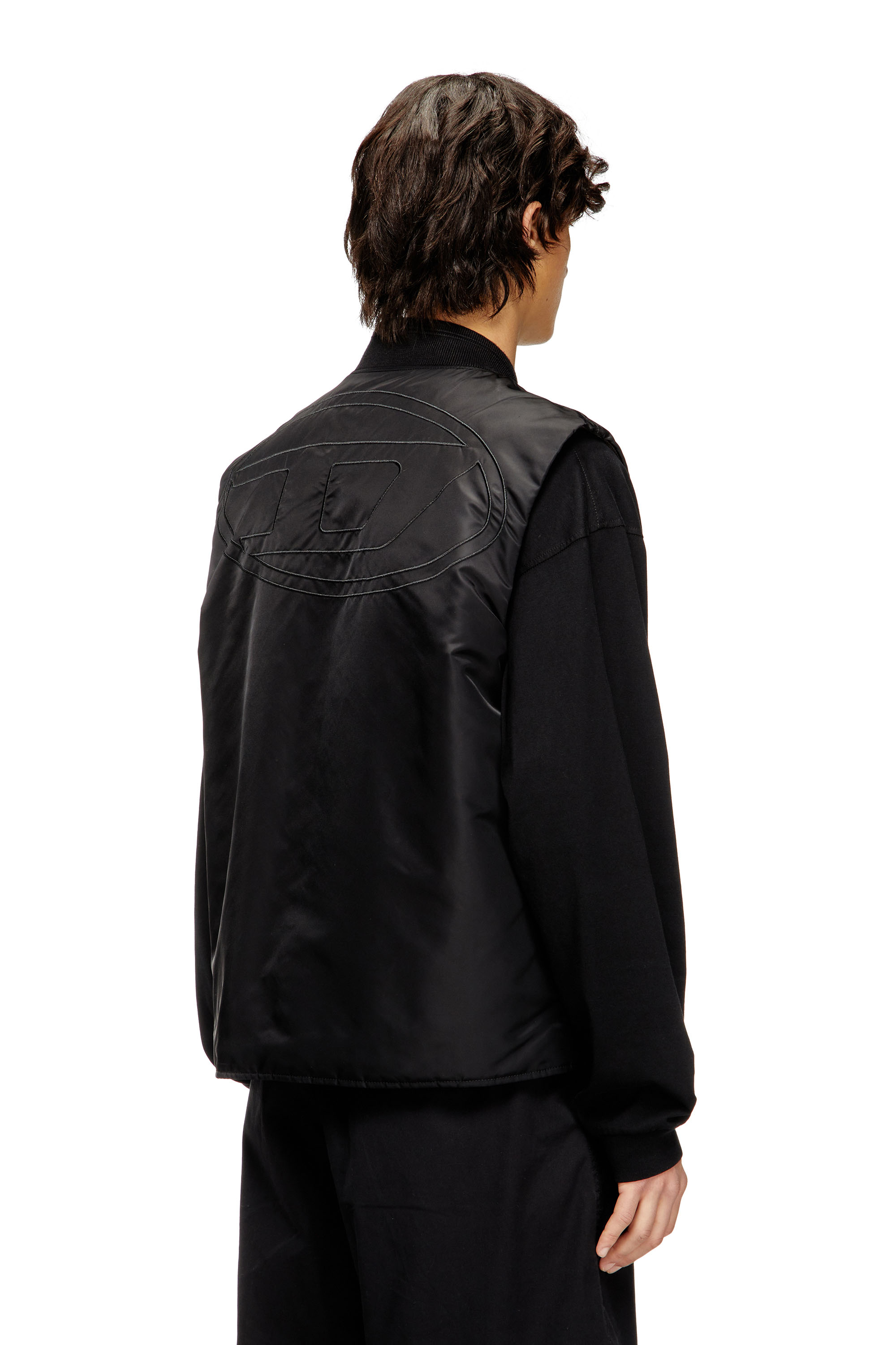 Diesel - W-TYPE-D1-SL, Gilet imbottito in raso con ricamo Oval D Uomo in Nero - 4