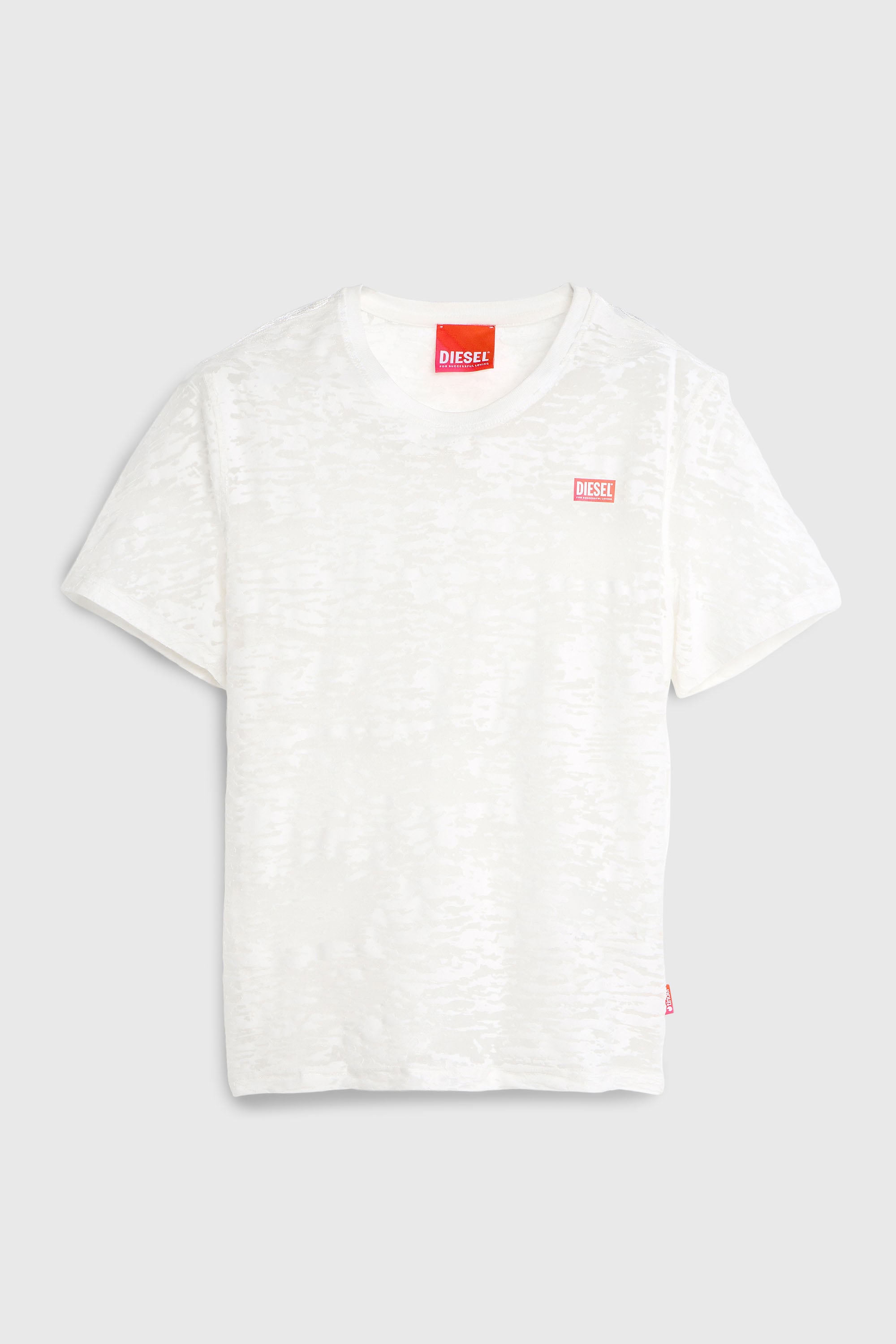 Diesel - PR-T-NOTS-MATI-R, T-shirt in jersey devor&eacute; all-over Unisex in Bianco - 2