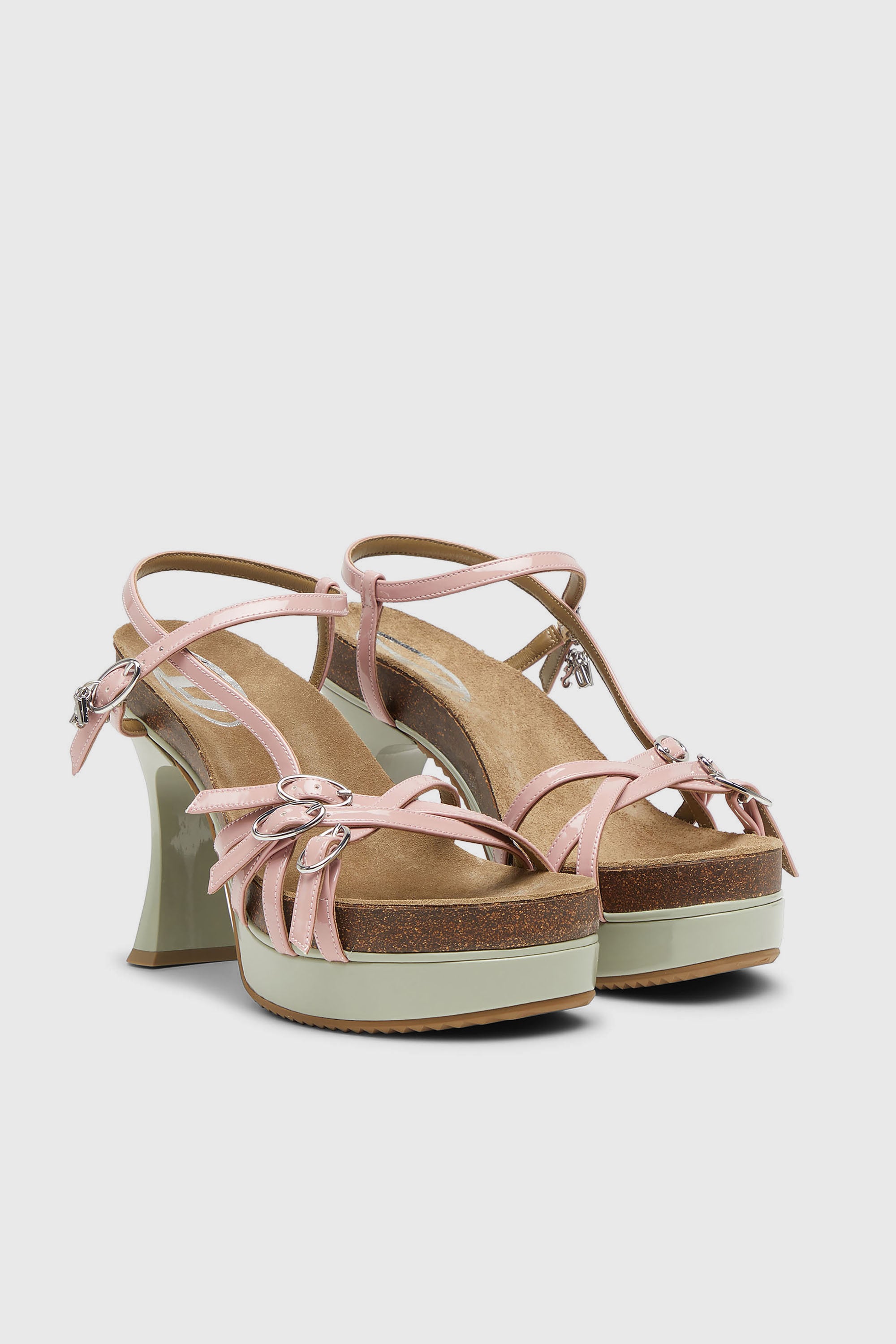 Diesel - D-WOODSTOCK 105 SANDAL, D-Woodstock-Sandali platform con cinturini in PU lucido Donna in Multicolor - 2