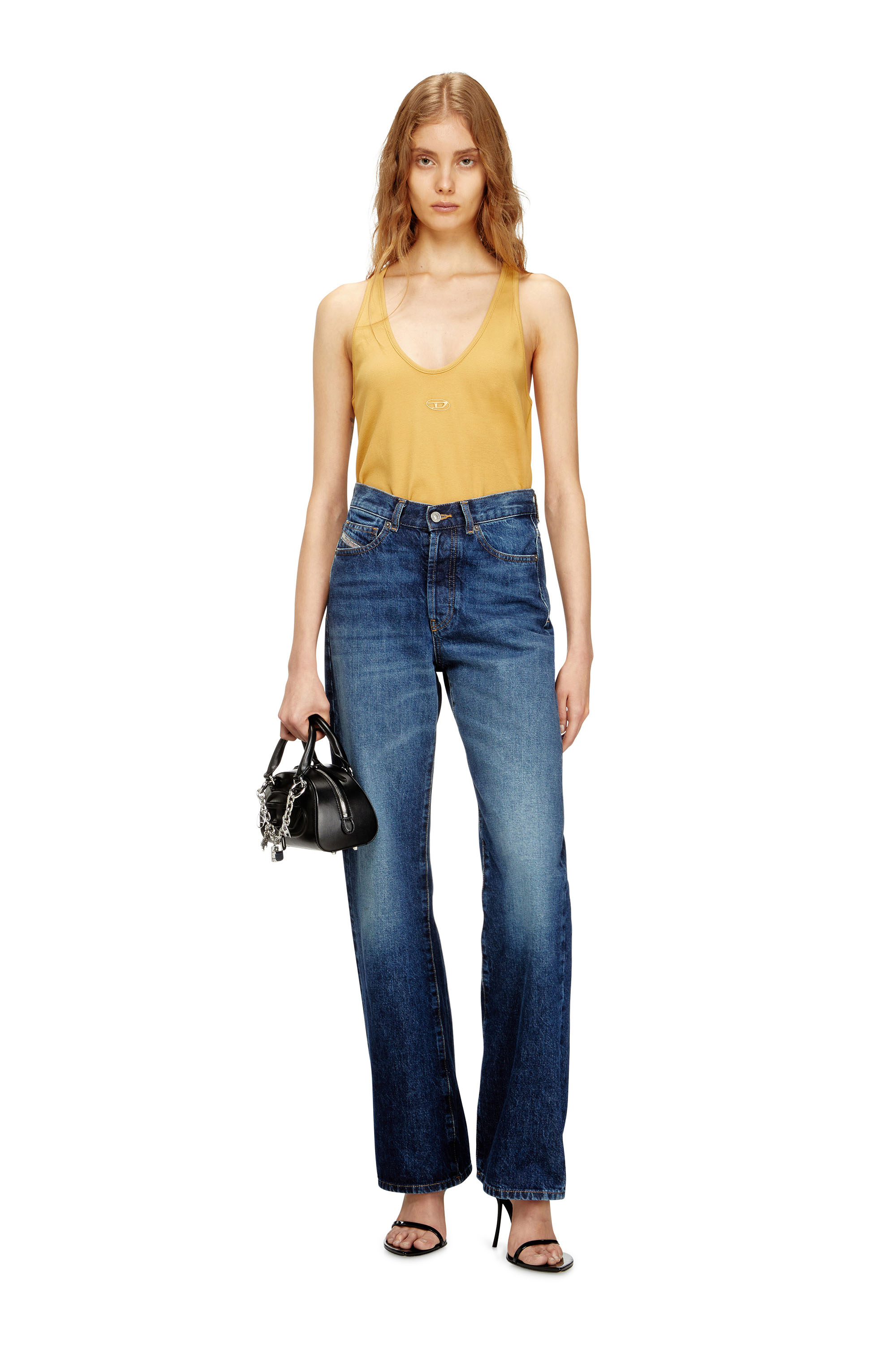 Ribbed tank top with Oval D
