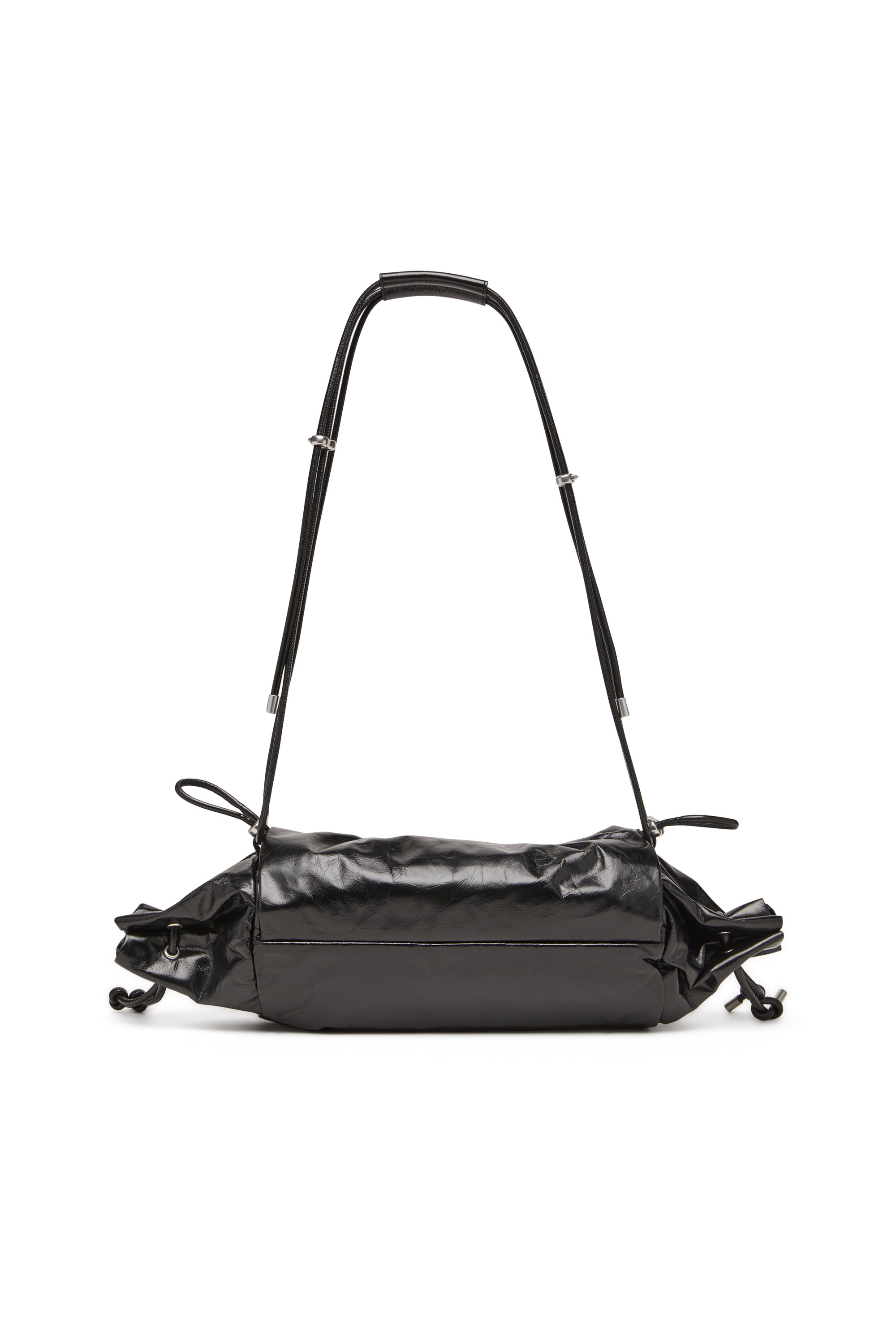 Diesel - SCRUNCH-D SHOULDER M, Scrunch-D M-Borsa a spalla in pelle lucida Donna in Nero - 3