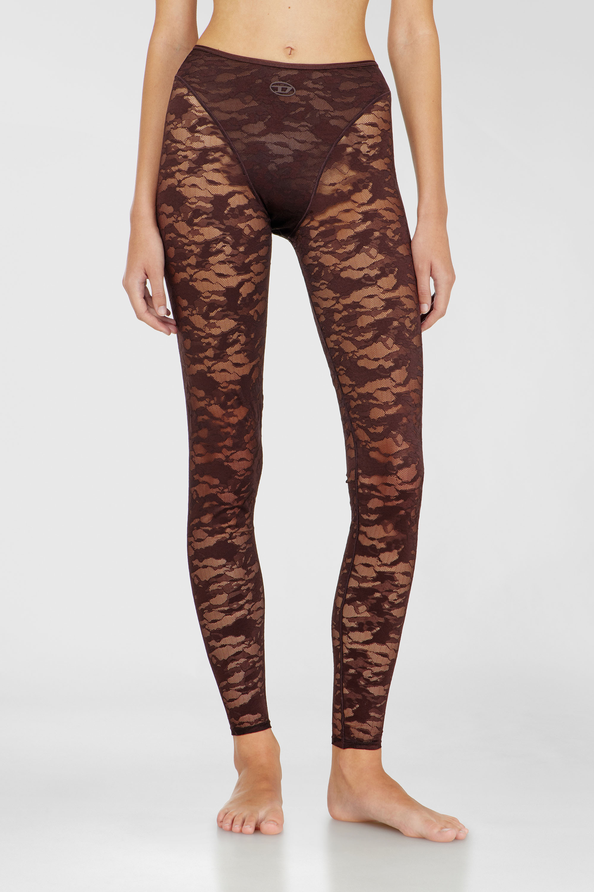 Diesel - HAYLEY-UTLT, Leggings in nylon pizzo camouflage Donna in Marrone - 3